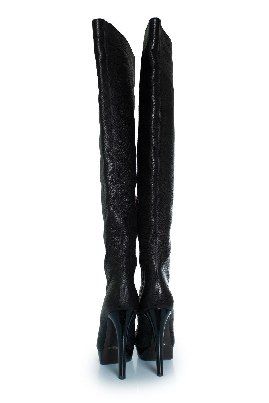 Burberry Burberry, black leather over knee platform boots Size US 9.5 / IT 39.5 - 3 Thumbnail