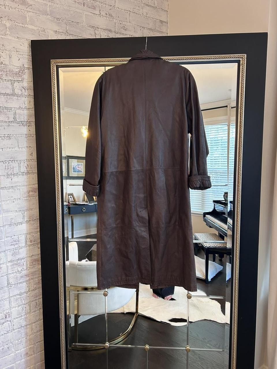 Other Vintage 90s Brown Leather Trench Coat Size XL / US 12-14 / IT 48-50 - 4 Thumbnail