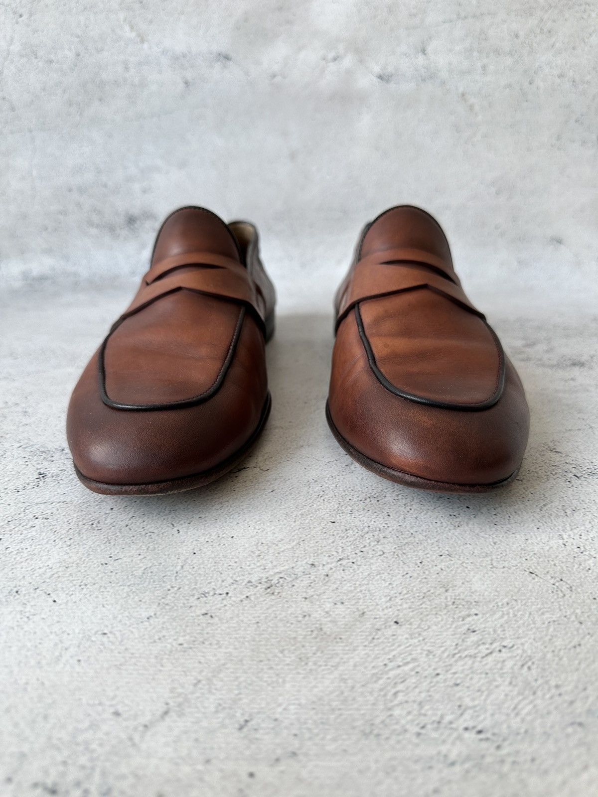 Santoni Santoni Loafers Brown Leather Penny Slip-On Dress Shoes Size US 9.5 / EU 42-43 - 3 Thumbnail