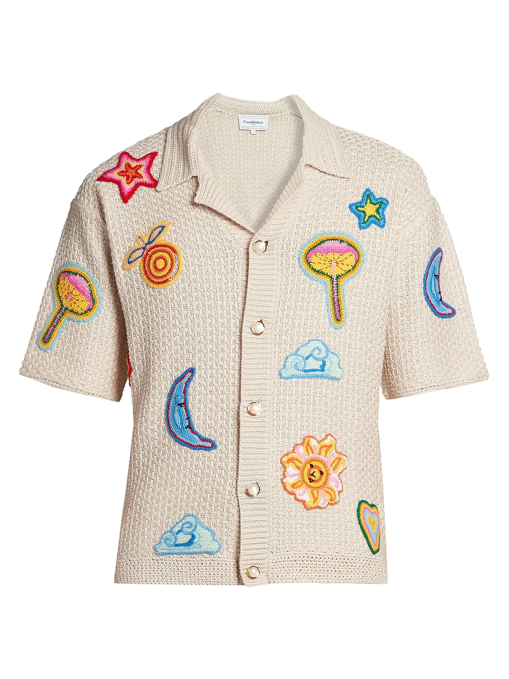 Casablanca os11x0725 Patch Crochet Short-Sleeve Shirt in Multicolor Size US S / EU 44-46 / 1 - 1 Thumbnail
