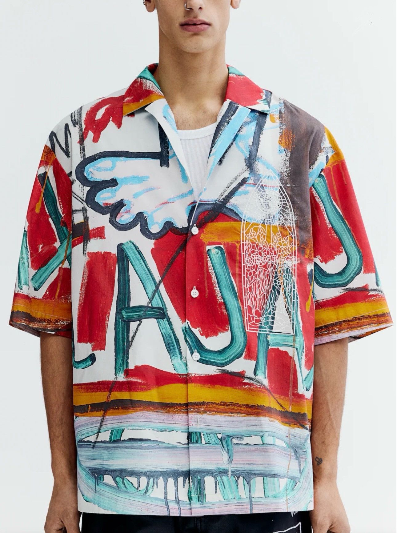 H&M × Jean-Michel Basquiat × Who Decides War H&M x Who Decides War x Basquiat LOOSE FIT RESORT SHIRT Size US M / EU 48-50 / 2 - 1 Thumbnail