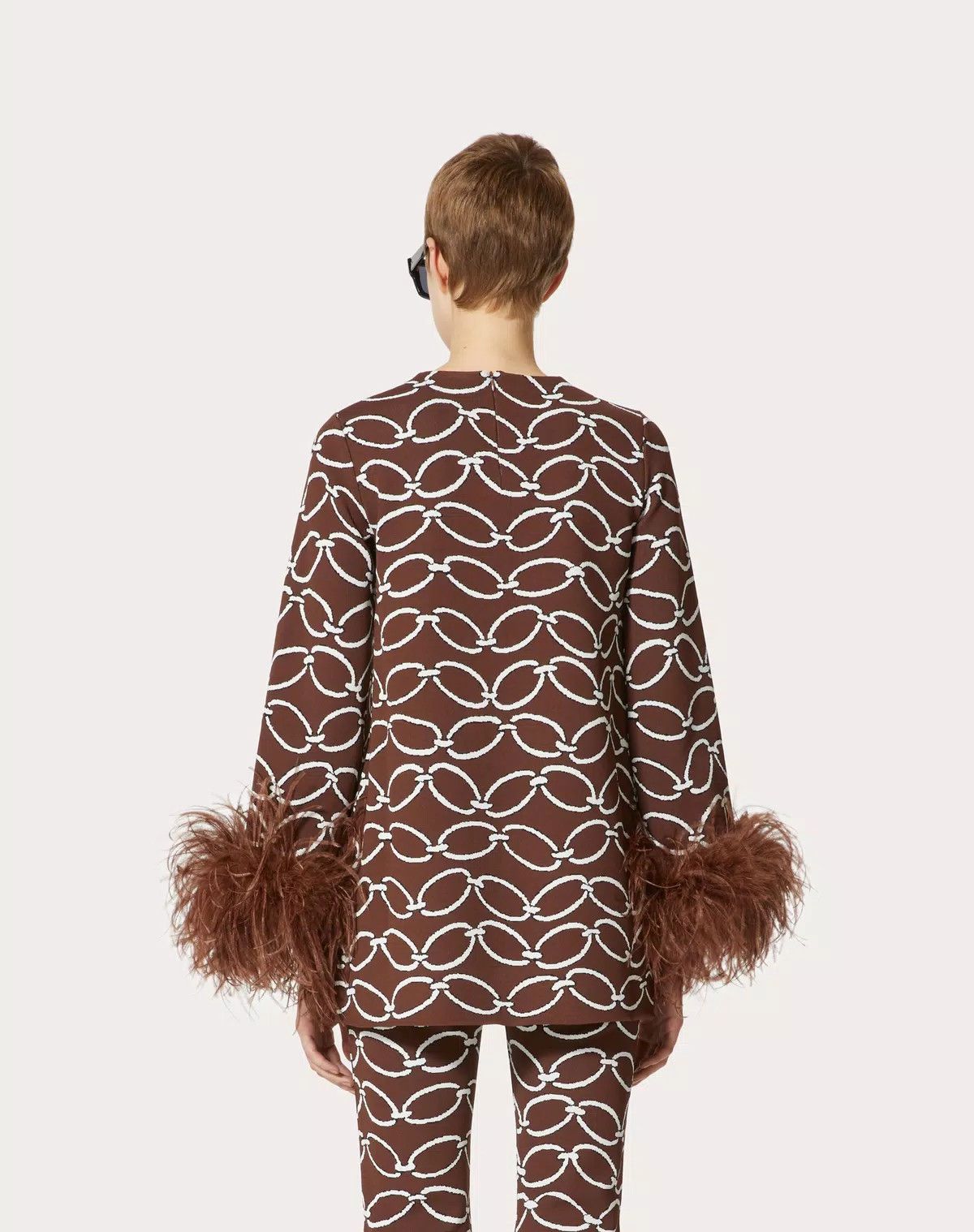 Valentino o1s1wg111125 Jacquard Viscose Jumper Sweater in Brown/White Size M / US 6-8 / IT 42-44 - 5 Thumbnail