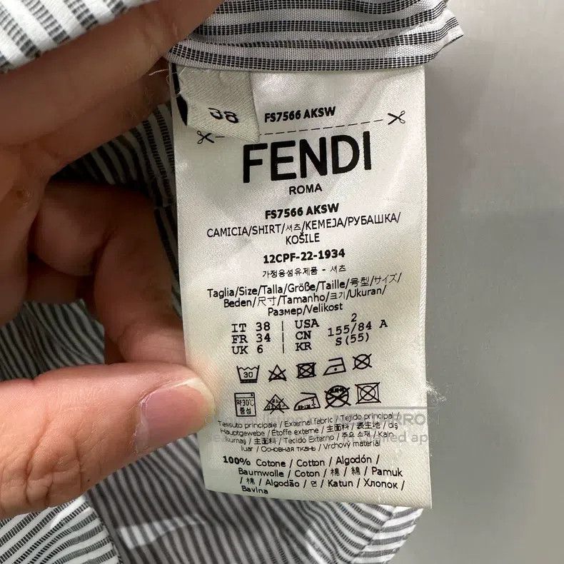 Fendi Fendi Fine Striped Long Sleeve Shirt, Cotton Size XS / US 0-2 / IT 36-38 - 4 Thumbnail