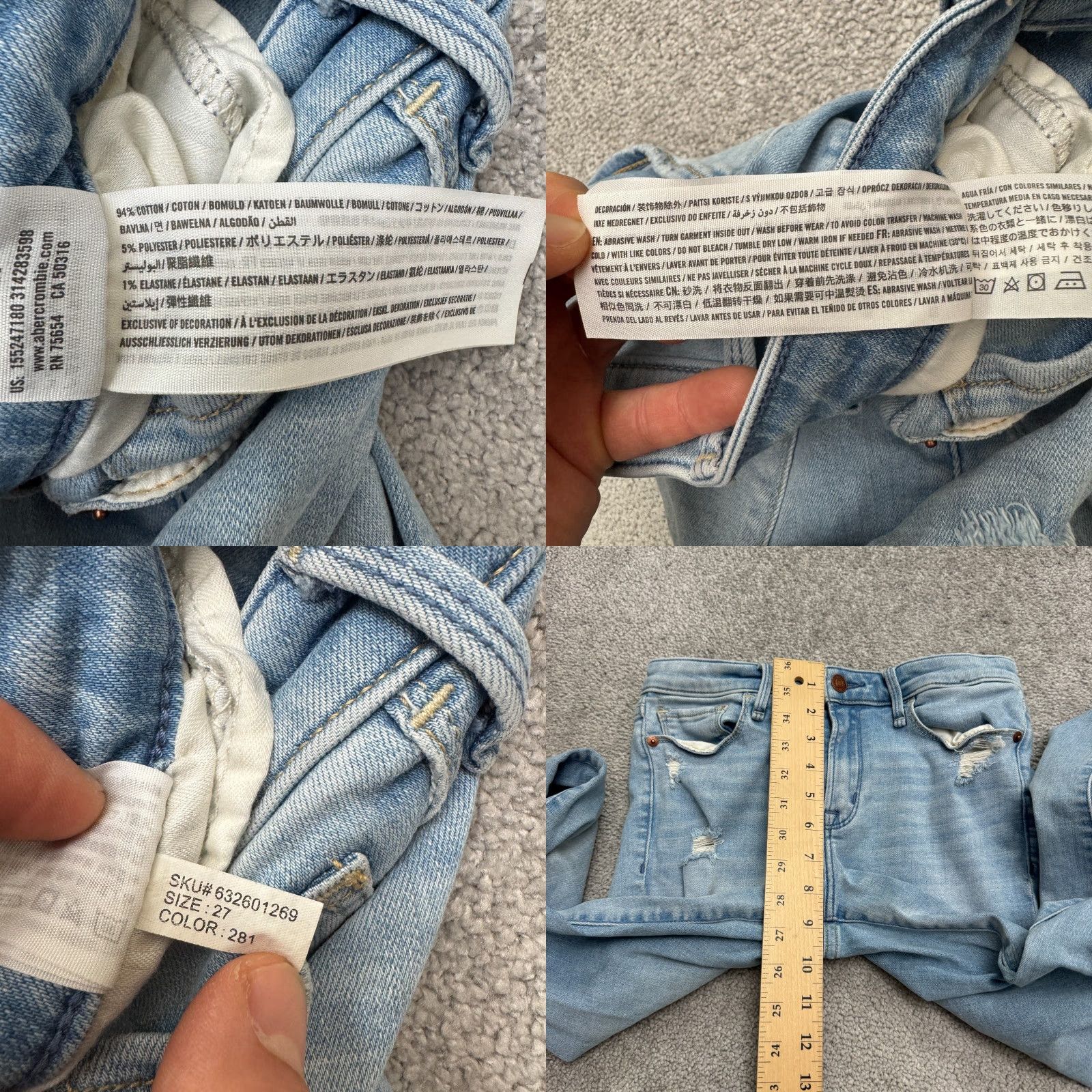 Abercrombie & Fitch VINTAGE Abercrombie & Fitch Denim Jeans Womens 27 Low Rise Ankle Distressed Slim Casualwear Streetwear Size 27" / US 4 / IT 40 - 8 Thumbnail