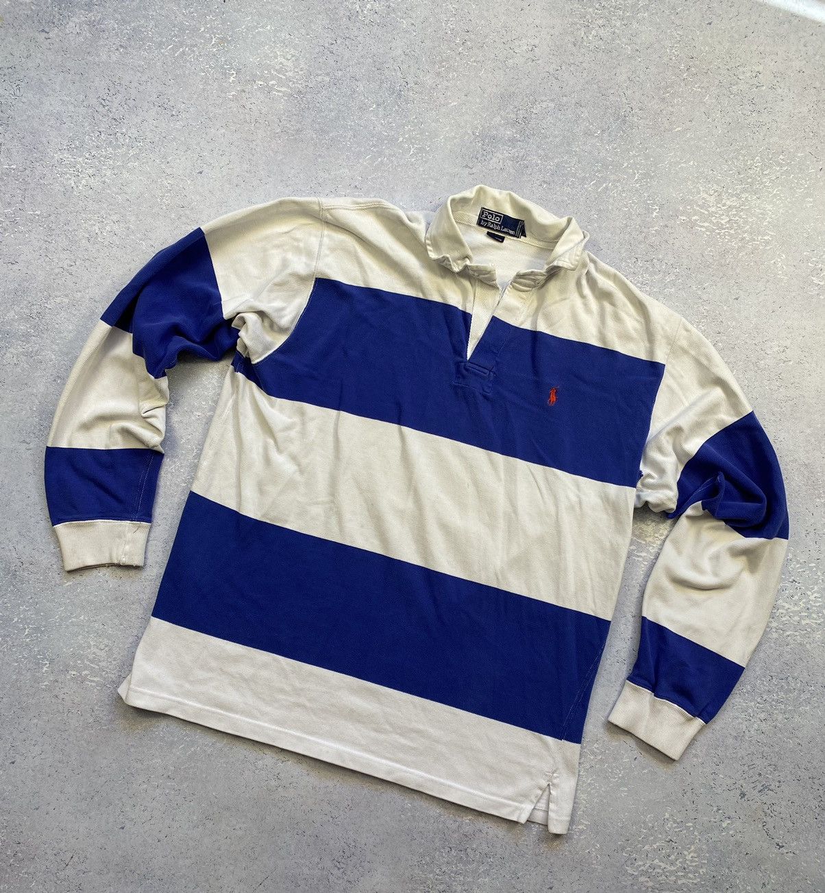 Polo Ralph Lauren × Ralph Lauren × Vintage Vintage Polo Ralph Lauren Men’s Blue Rugby Sweatshirt Size US XL / EU 56 / 4 - 2 Thumbnail