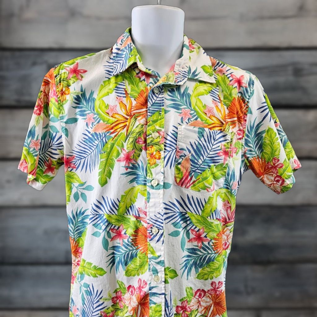 Gap Gap Mens Button Front Shirt Small Regular Green Floral Short Sleeve Shirt Mens Size US S / EU 44-46 / 1 - 1 Thumbnail