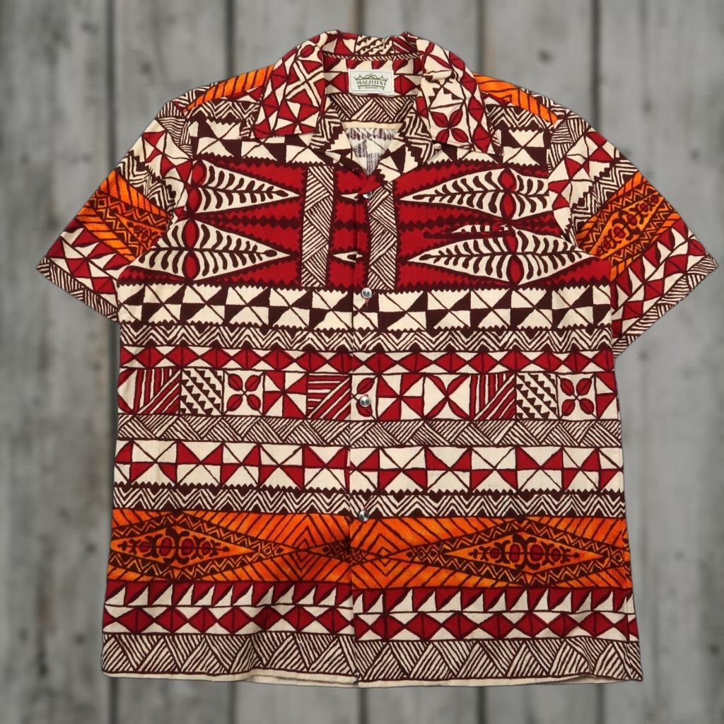 Vintage VINTAGE Malihini Hawaii Hawaiian Shirt Mens M/L Geometric Loop Collar Button Size US M / EU 48-50 / 2 - 1 Thumbnail