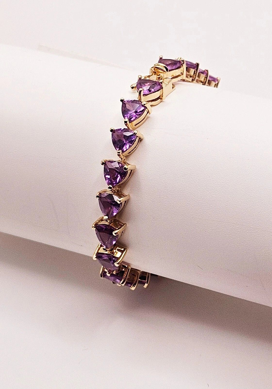 Sterling Silver Sterling Silver Tennis Bracelet Purple Alexandrite Gold 6.5" Size ONE SIZE - 2 Thumbnail
