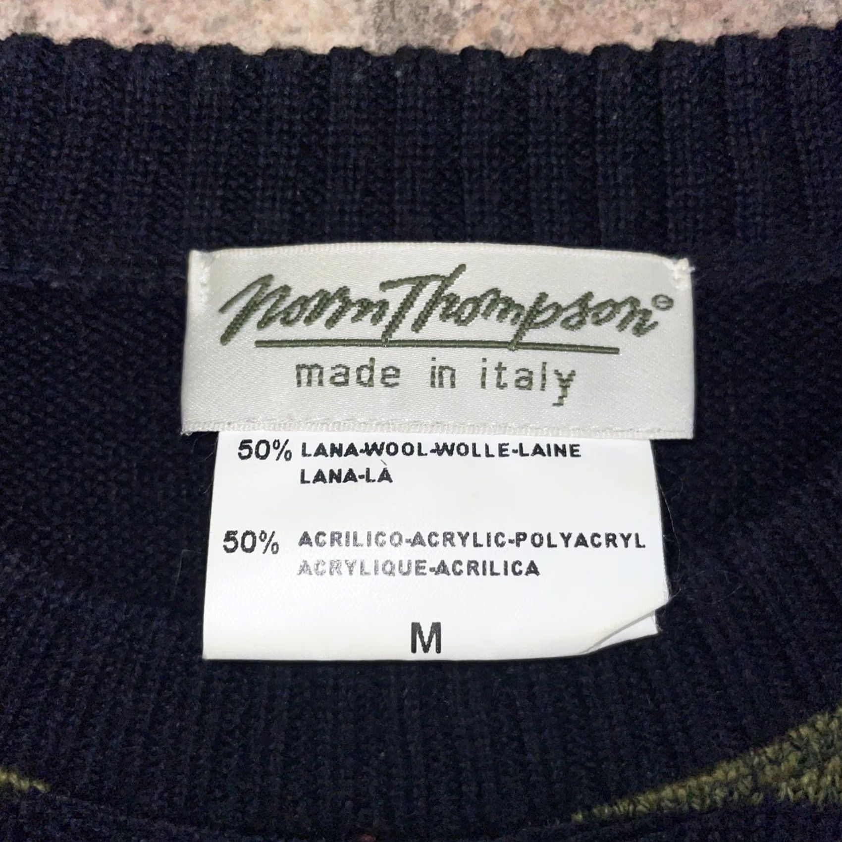 Jim Thompson Vintage Norm Thompson Black Geometric Wool Blend Sweater Mens M Italy Size US M / EU 48-50 / 2 - 3 Thumbnail