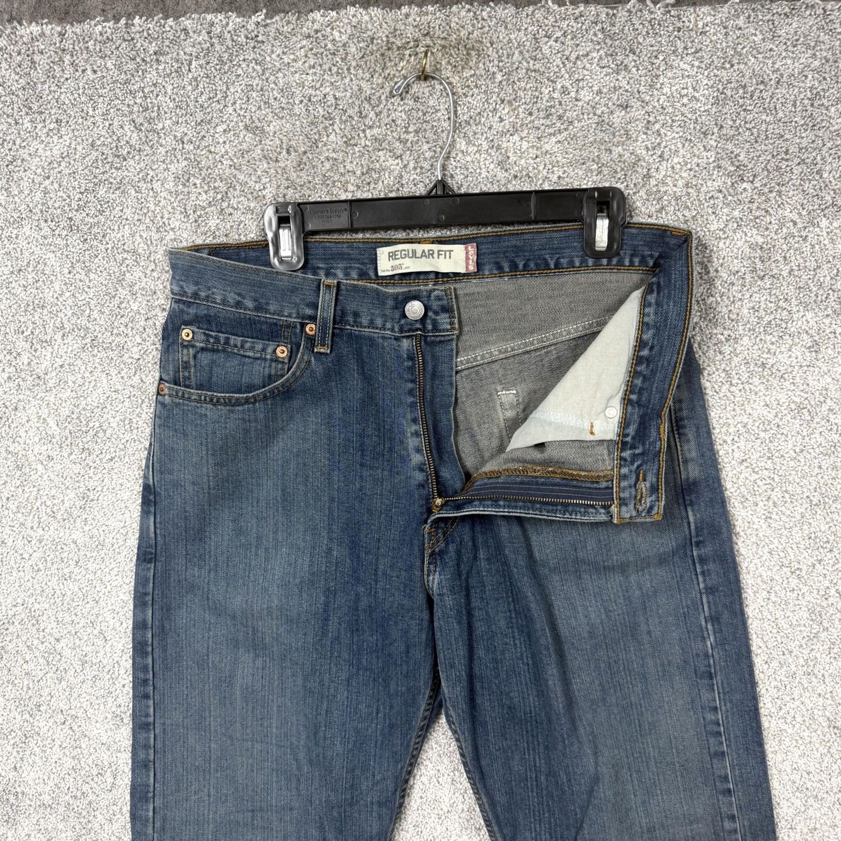 Levi's Levi's 505 Jeans Mens 34x29 Blue Regular Fit Straight Denim Mid Wash Classic Size US 34 / EU 50 - 6 Thumbnail