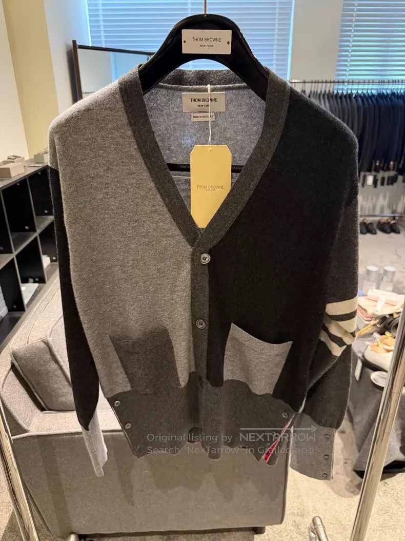 Thom Browne Thom Browne Color Blocked Four Stripe Cashmere Cardigan Size US XL / EU 56 / 4 - 3 Thumbnail