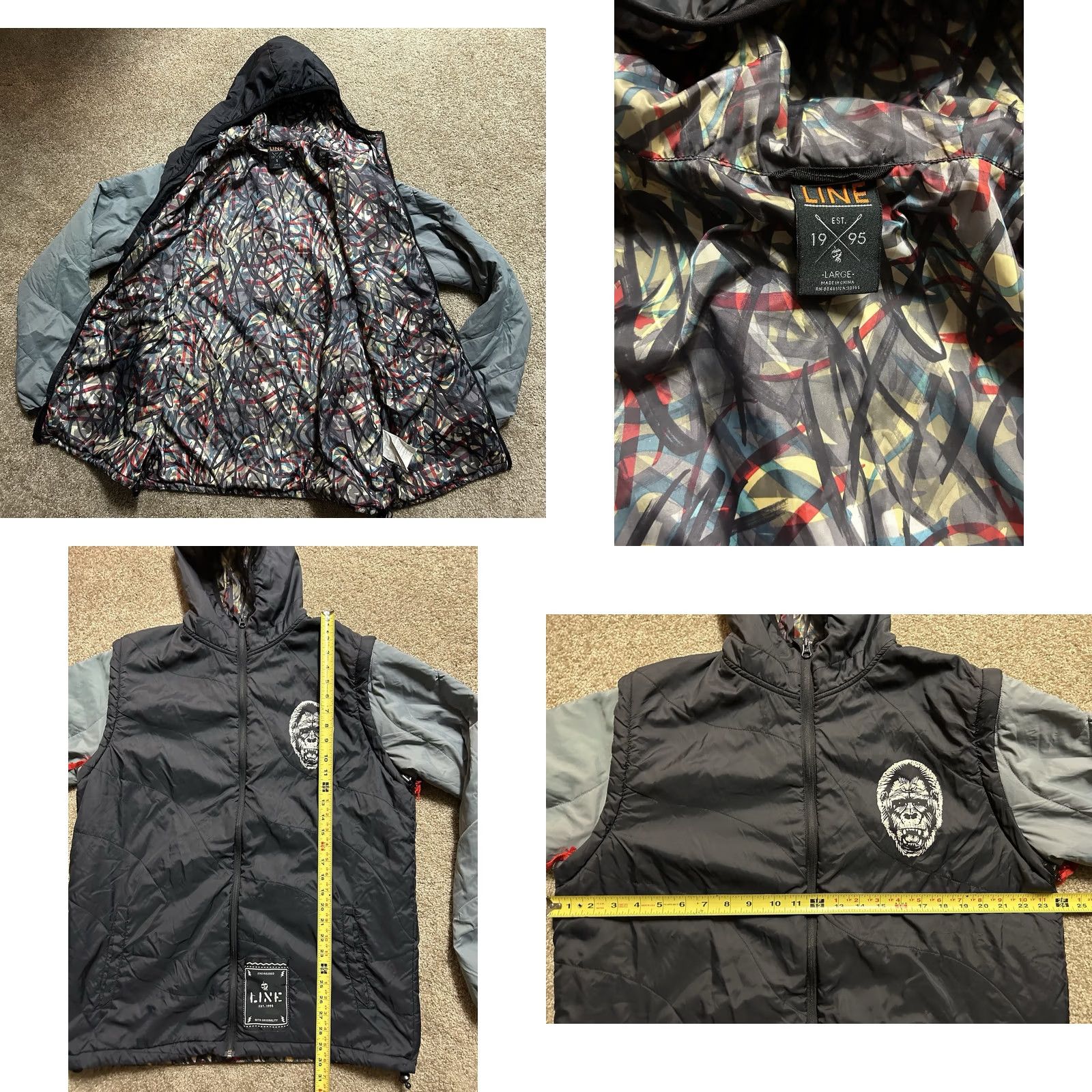 Vintage VINTAGE Line Ski Company Men’s Size L Puffer Jacket Hooded Removable Sleeves Monkey Size US L / EU 52-54 / 3 - 8 Thumbnail