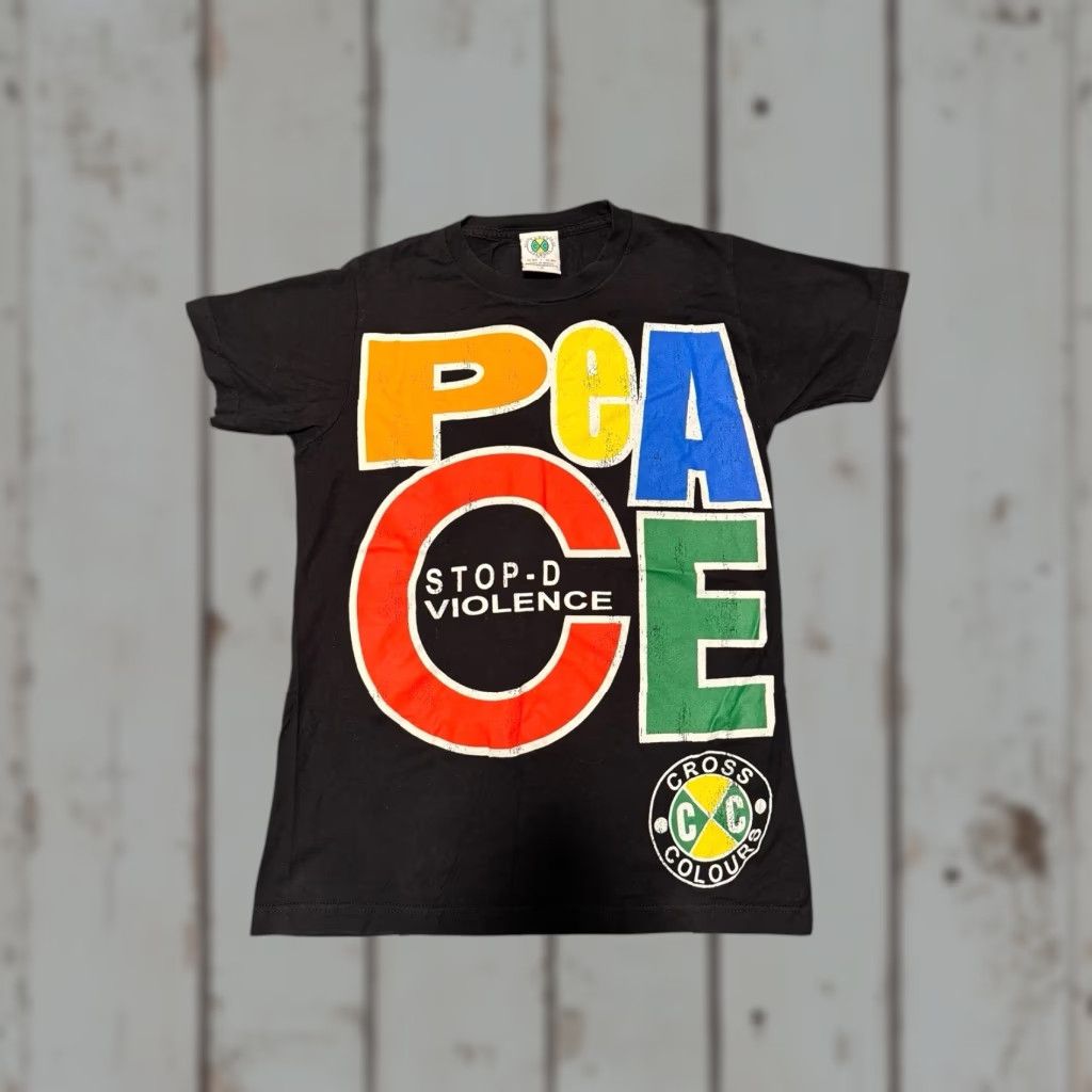 Vintage VINTAGE Cross Colours PEACE Stop-D the Violence Hip Hop Nation Men’s SML Rap Tee Shirt Short Sleeve Black Cotton Logo 90s Hip Hop Mens Size US S / EU 44-46 / 1 - 1 Thumbnail