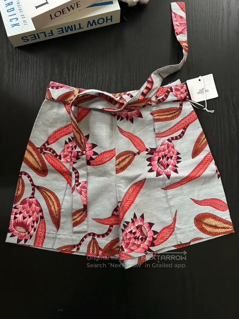 Hermes Hermes Linen Floral Patterned Shorts Size 42" / US 20 - 2 Thumbnail