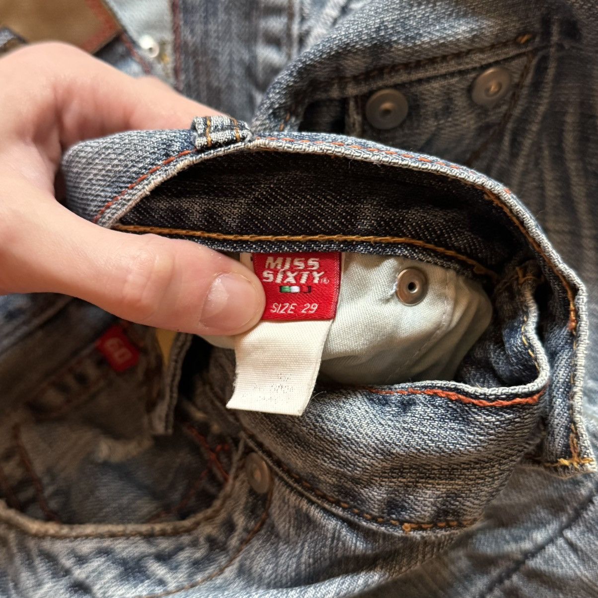 Miss Sixty 📌 Crazy Miss Sixty Vintage Washed Y2K Denim Shorts Size 29" - 12 Thumbnail