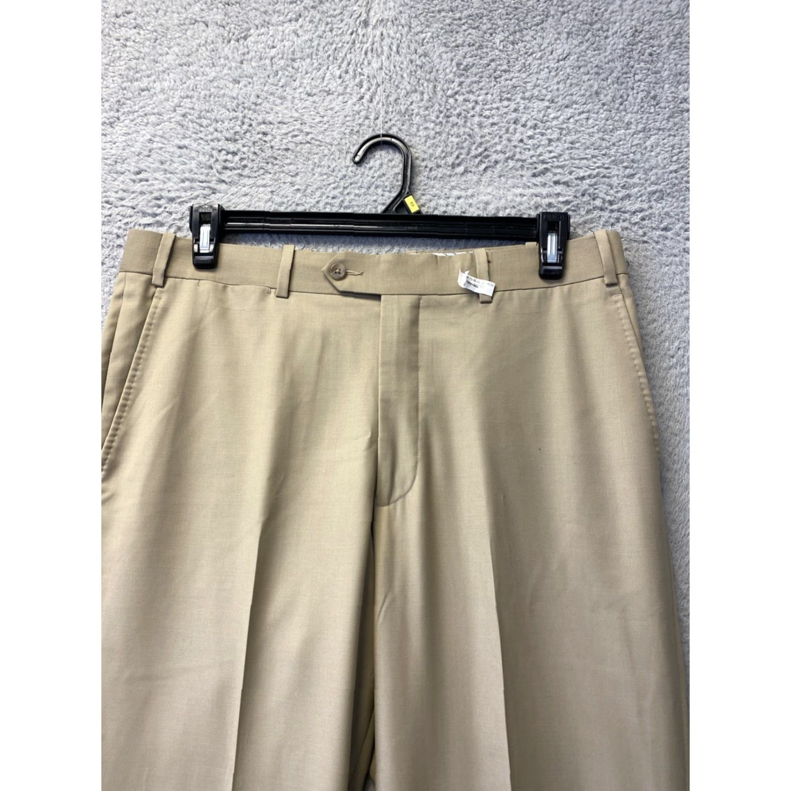 Vintage MENS PAUL BETENLY 35R FLORENCE DRESS PANTS KHAKI 100% WOOL FLAT FRONT STRAIGHT FIT 35x30 Size US 35 - 2 Thumbnail