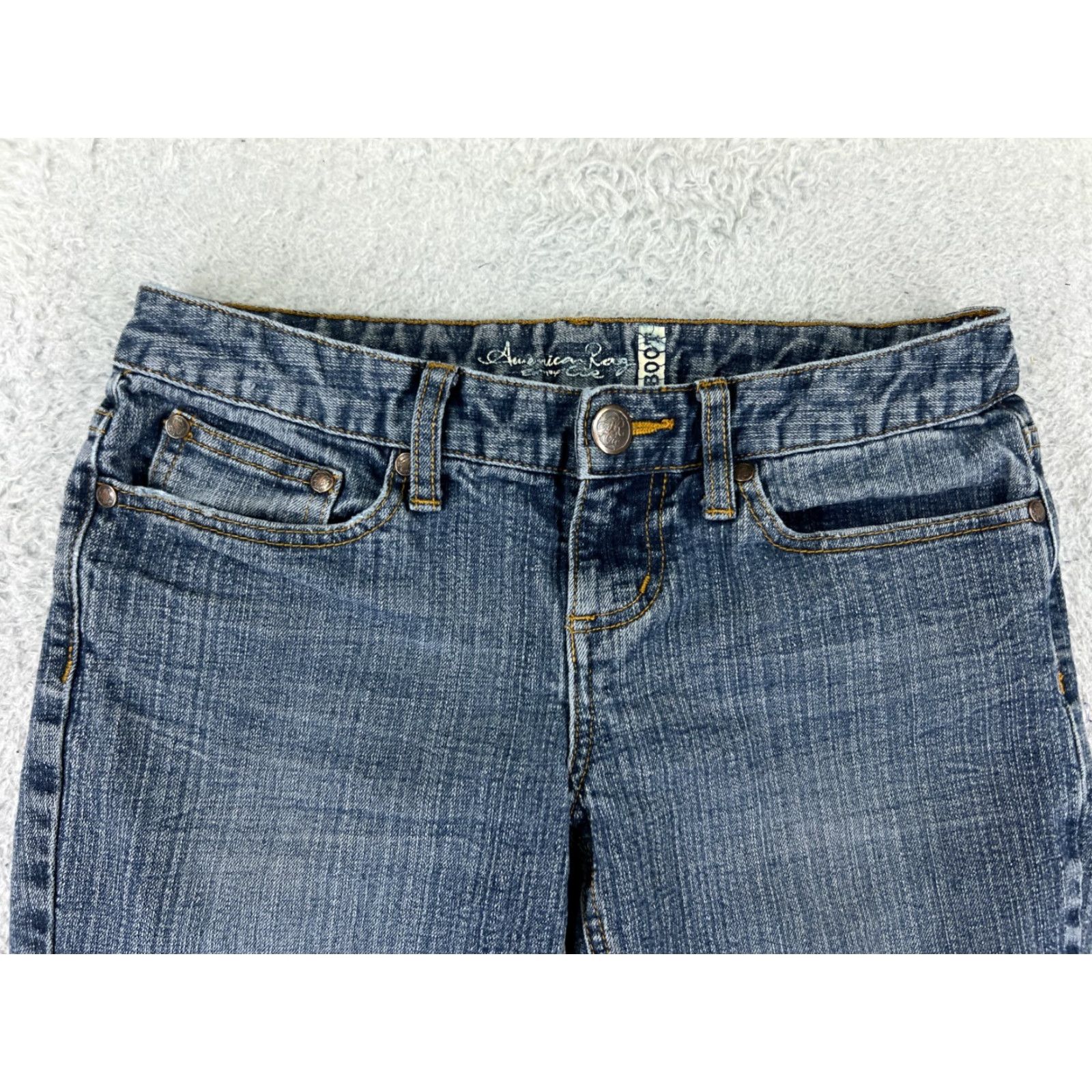 Vintage American Rag Cie Jeans Womens 5 Blue Denim Bootcut Low Rise 27x28 Cotton Blend 5-Pocket Design Size 27" / US 4 / IT 40 - 7 Thumbnail