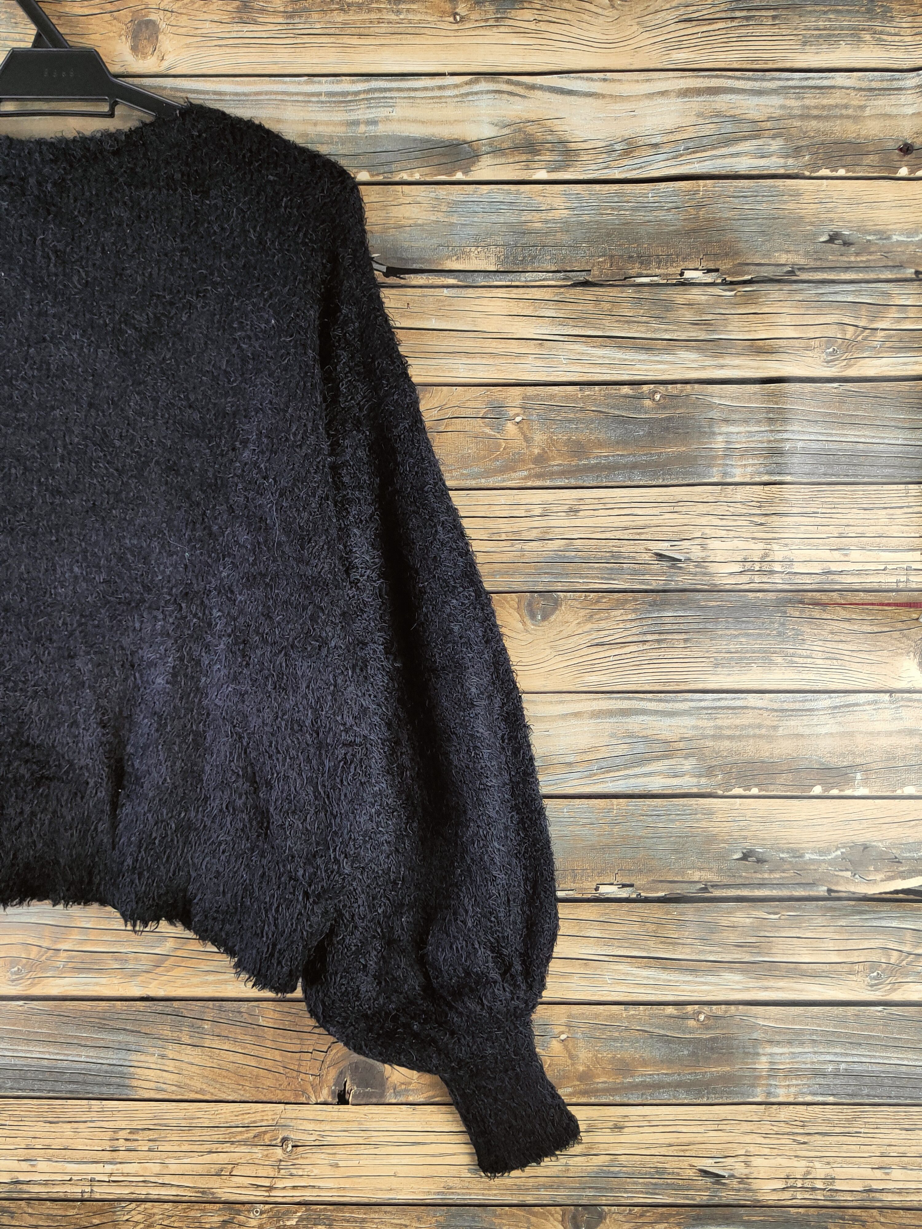 GU DL GU Black Fur Mohair shaggy Knitwear #46-996 Size L / US 10 / IT 46 - 9 Thumbnail