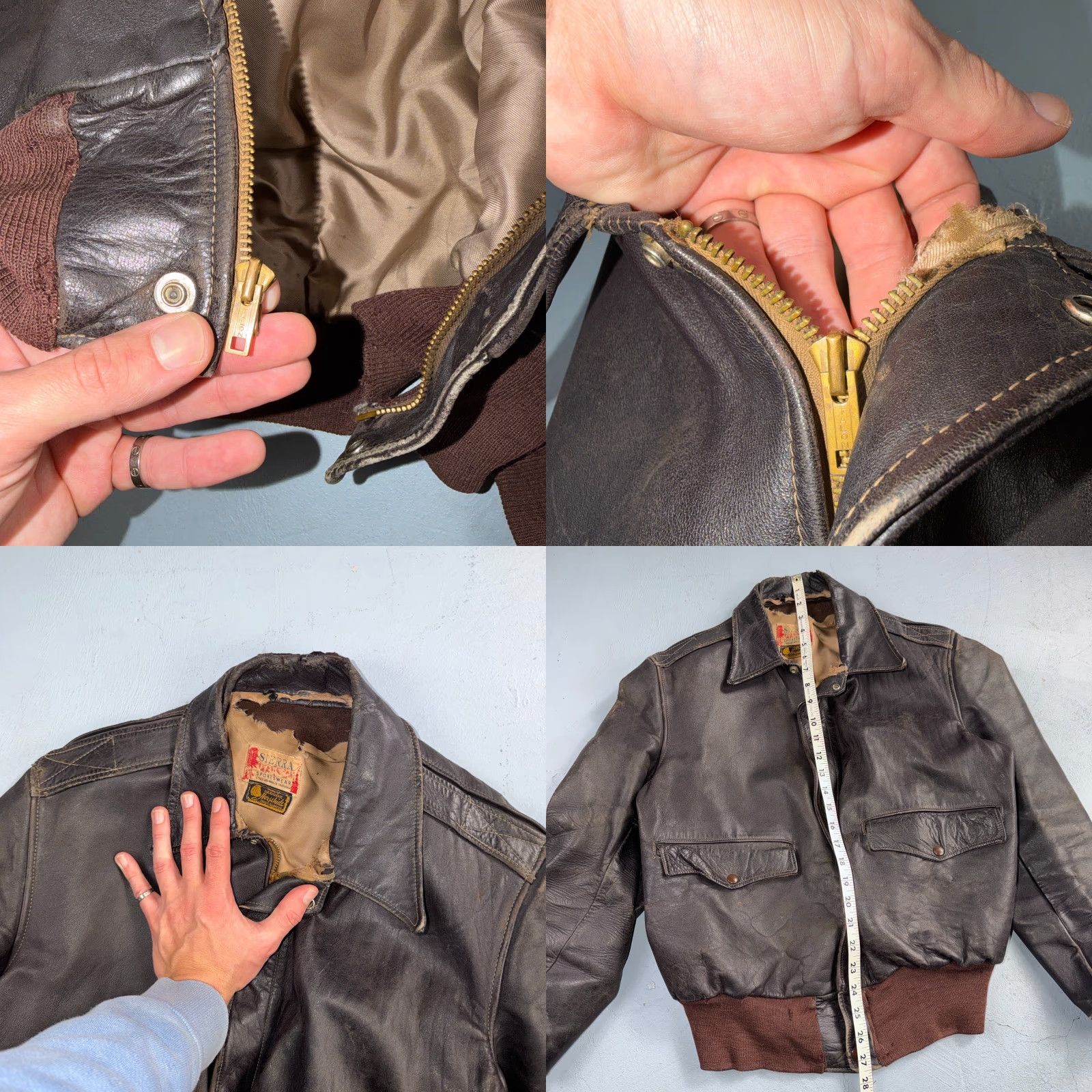 Vintage VTG 50s Sierra Sportswear Horsehide Leather Jacket Distressed Buco A2 Bomber Jacket Mens Brown Size L Size US L / EU 52-54 / 3 - 8 Thumbnail