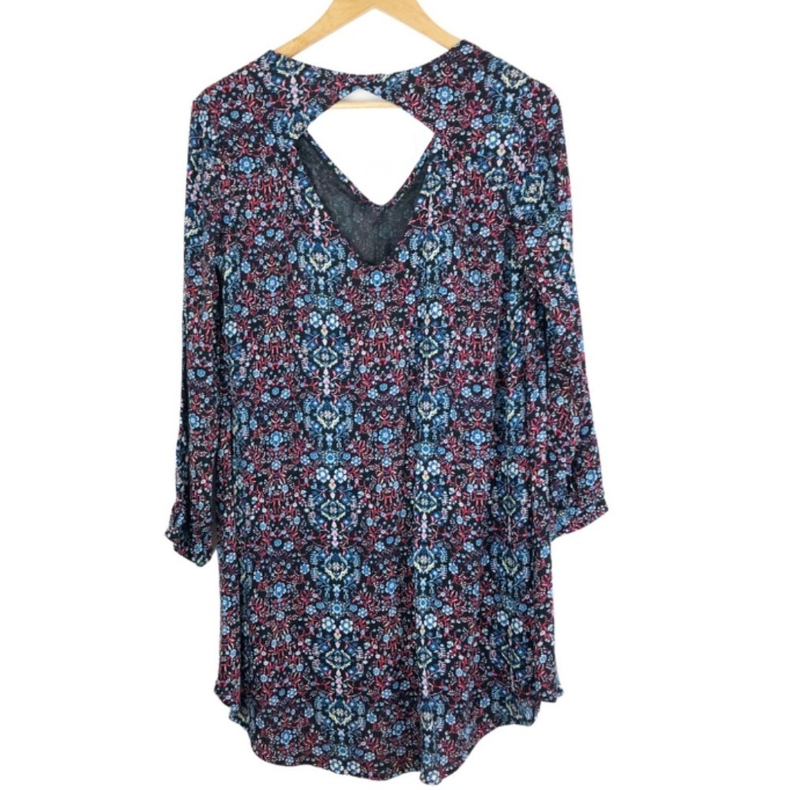 Nordstrom Lush Women’s Floral Back Cut Out Mini Boho Patterned Dress Size S / US 4 / IT 40 - 3 Thumbnail