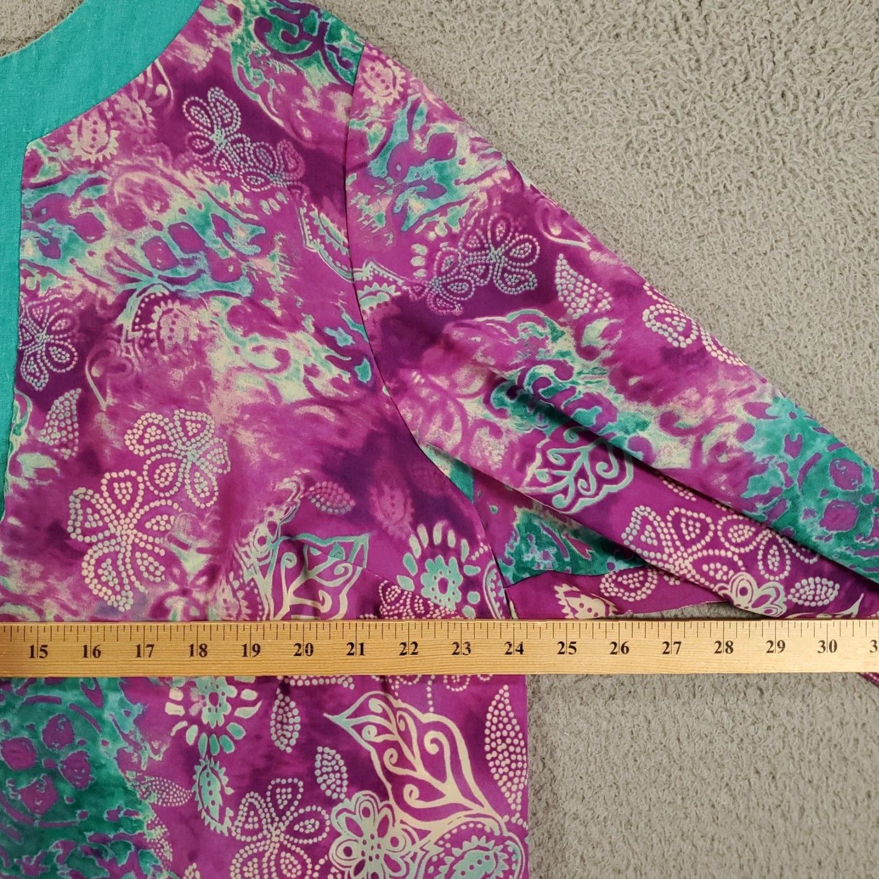Vintage Maggie Barnes Top Womens 1X Purple Blue Half Button Up Popover Floral Tunic READ Size XL / US 12-14 / IT 48-50 - 4 Thumbnail