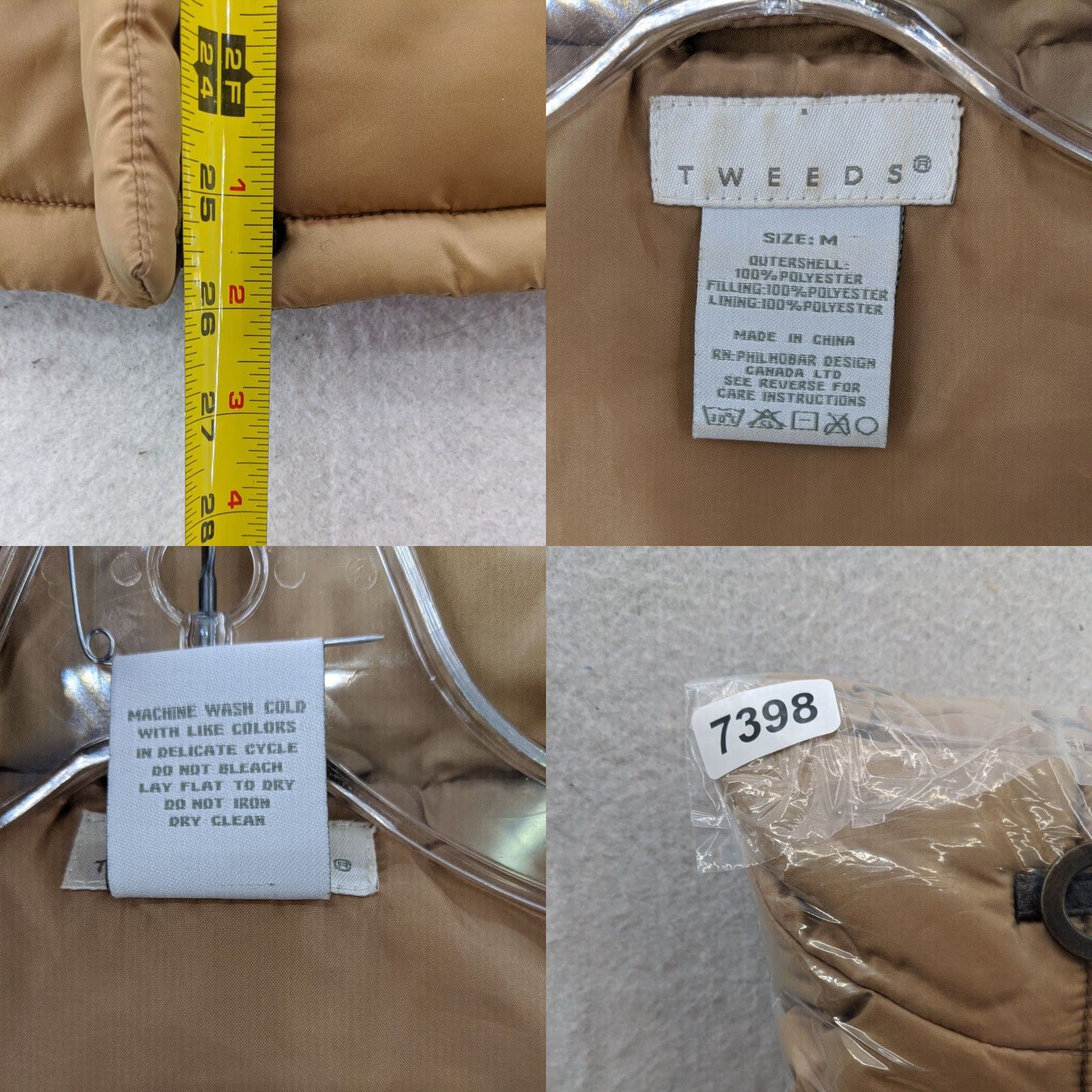 Vintage Tweeds Vest Puffer Vest Women's Medium Toggle Clasp Gold Polyester Solid Short Sleeveless Jacket/Coat Vest Women M Gold Tweeds Puffer Vest Size M / US 6-8 / IT 42-44 - 8 Thumbnail