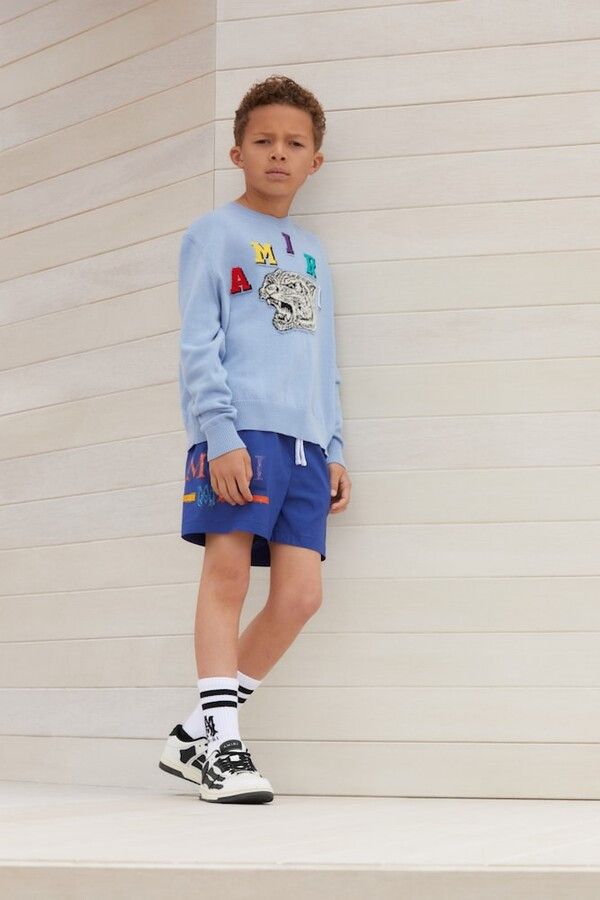 Amiri o1w1db11224 KIDS Tiger Varsity Sweater in Light Blue Size US XXS / EU 40 - 4 Thumbnail