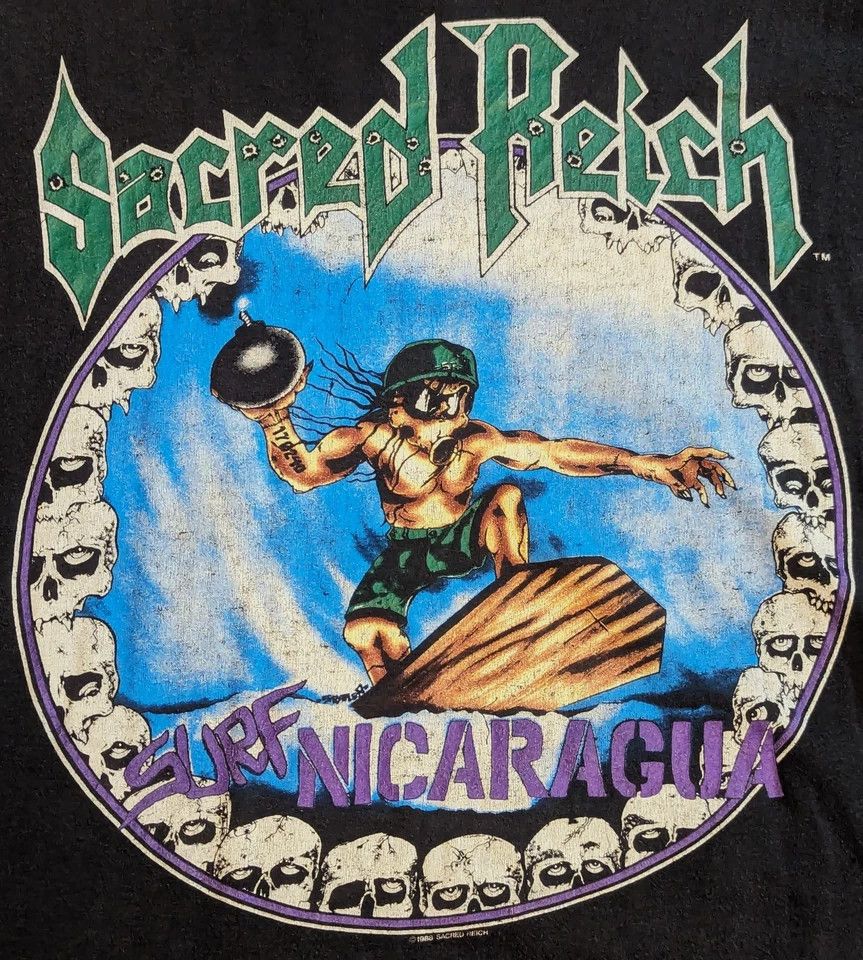 Other Vintage 1988 Sacred Reich Surf Nicaragua Thrash Metal XL Size US XL / EU 56 / 4 - 3 Thumbnail