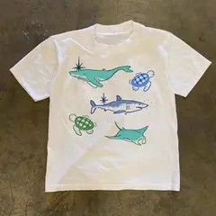Japanese Brand VIBE White casual retro dinosaur print t-shirt Size US M / EU 48-50 / 2 - 5 Thumbnail