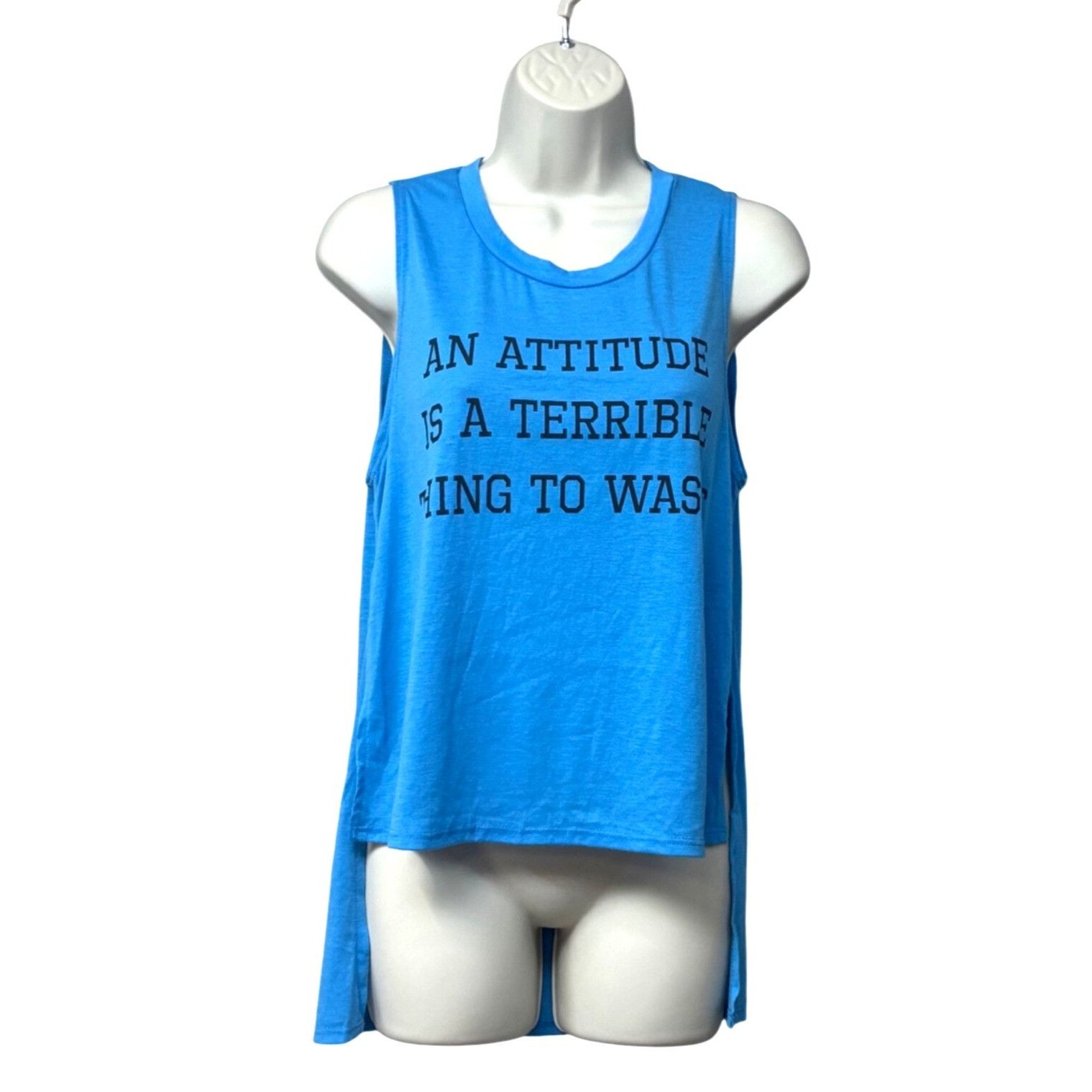 Other Rebellious One Junior’s High-Low Graphic Tank Top, Neon Blue Size XL / US 12-14 / IT 48-50 - 2 Thumbnail