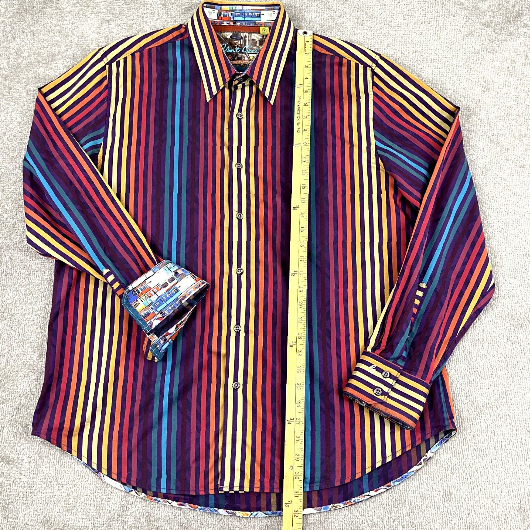 Robert Graham Robert Graham Shirt Mens 2XL Tailored Multi Striped Flip Cuff Button Up Party Multicolor Size US XXL / EU 58 / 5 - 5 Thumbnail