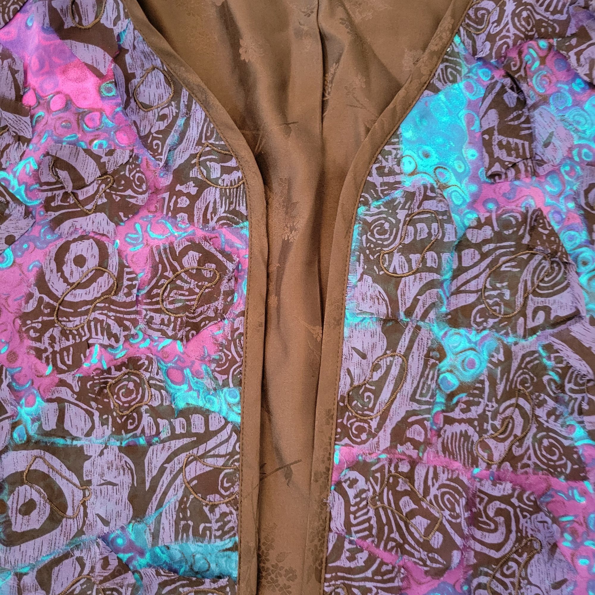 Chicos Chicos 3 Silk Open Front Jacket Vibrant Blue Purple Floral L Size XL / US 12-14 / IT 48-50 - 7 Thumbnail