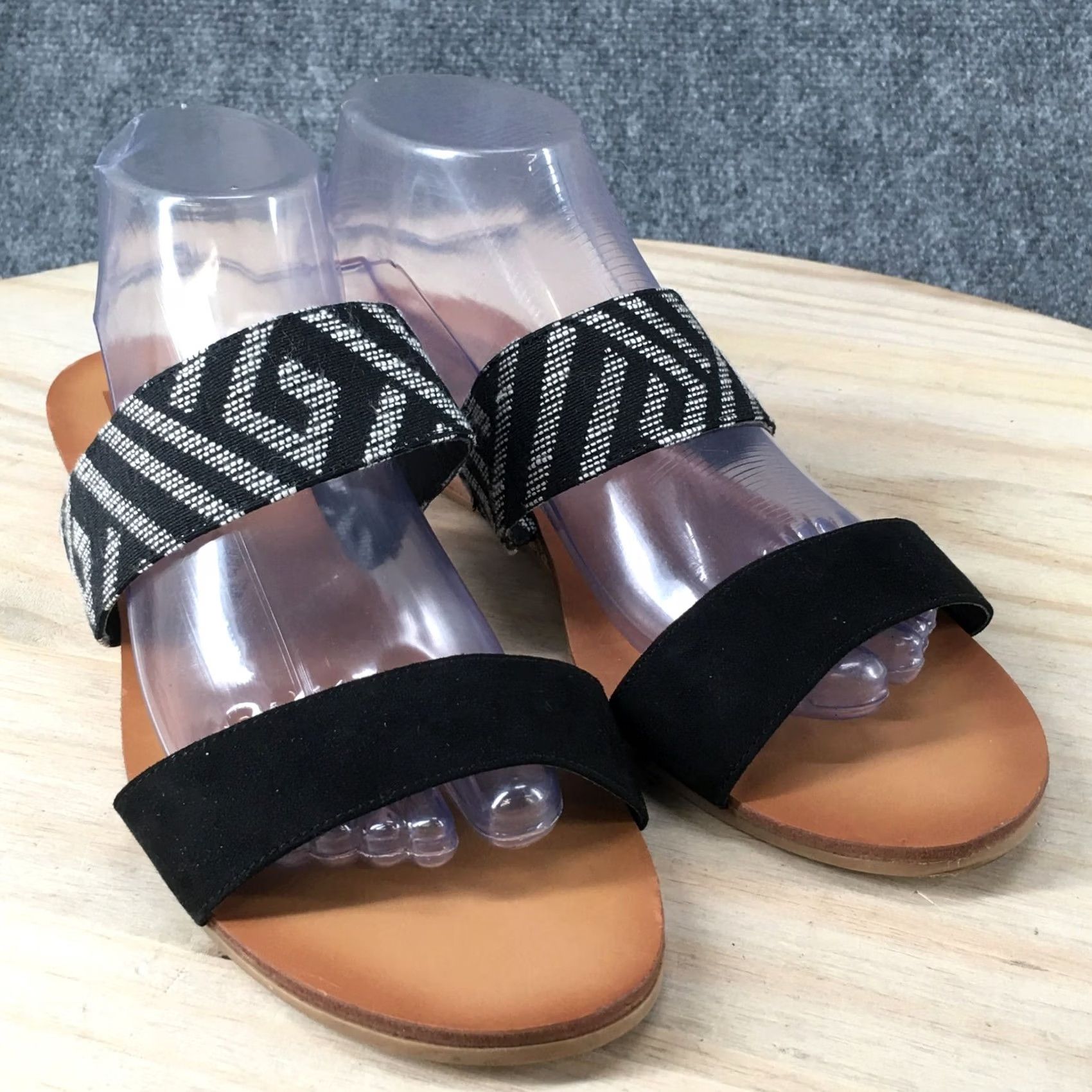 Dolce Vita Dolce Vita Bailey Slides Sandals Women Black Fabric Slip On Straps 10 Flat Shoe Size US 10 / IT 40 - 3 Thumbnail