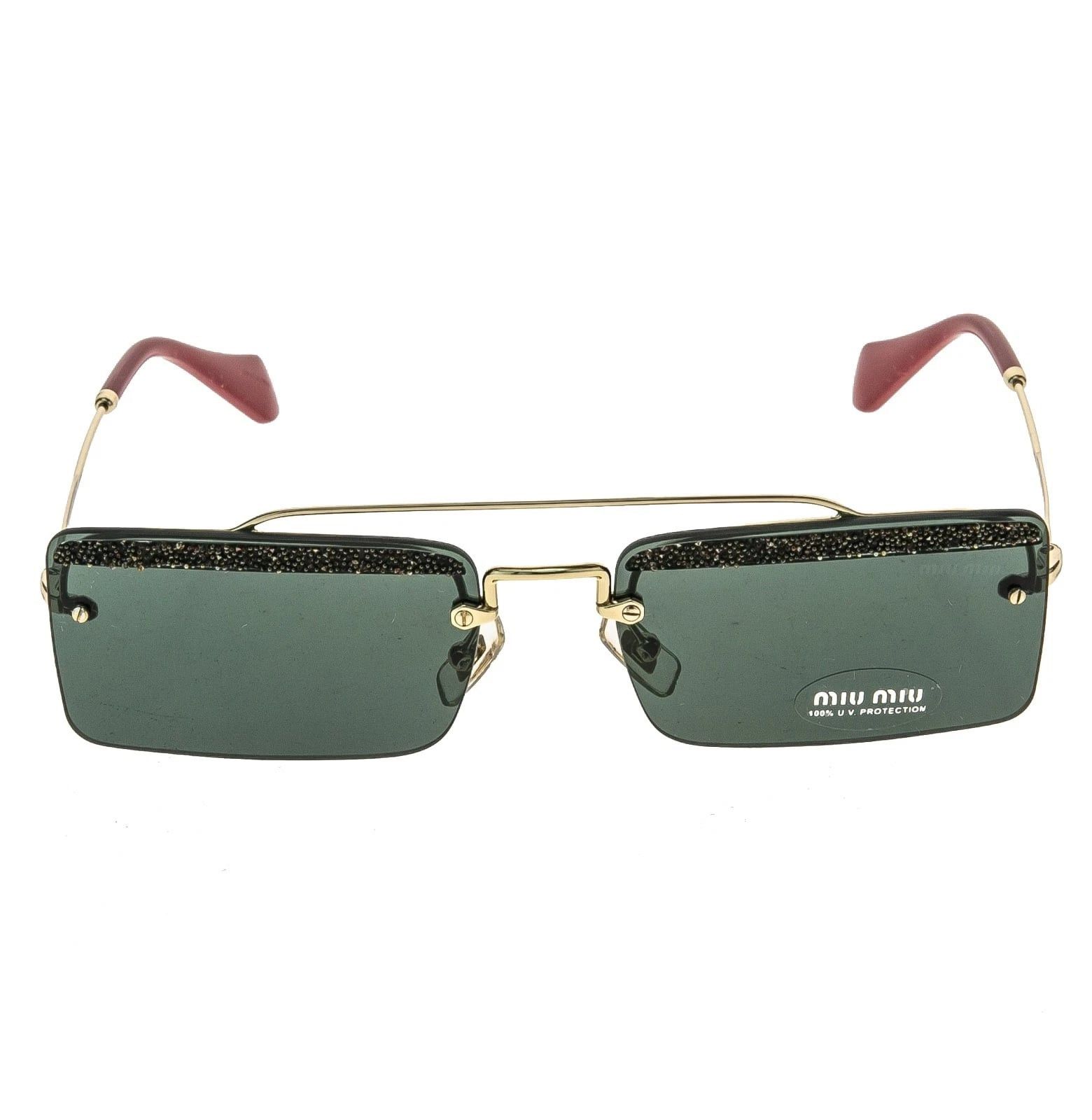 MIU MIU 59T SOCIETE MU59TS Green Silver Square Sunglasses