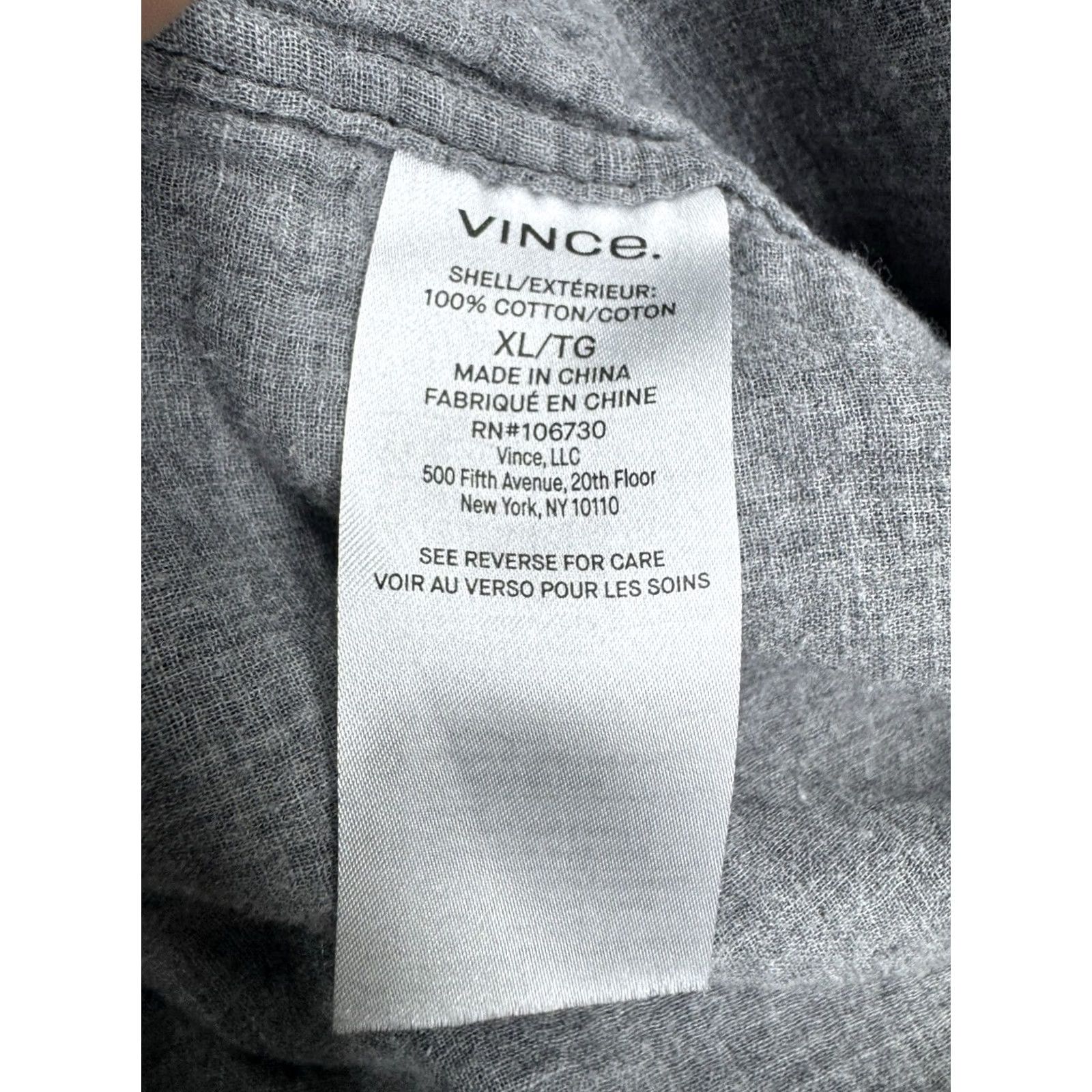 Vince Vince Plaid Lightweight Flannel Shirt Button-Up Long Sleeve Men's XL Blue Gray Size US XL / EU 56 / 4 - 7 Thumbnail