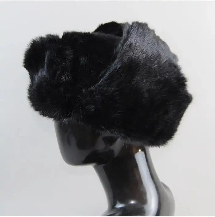 Japanese Brand Warm Natural Rabbit Fur Bomber Hat With Earflaps Size ONE SIZE - 3 Thumbnail