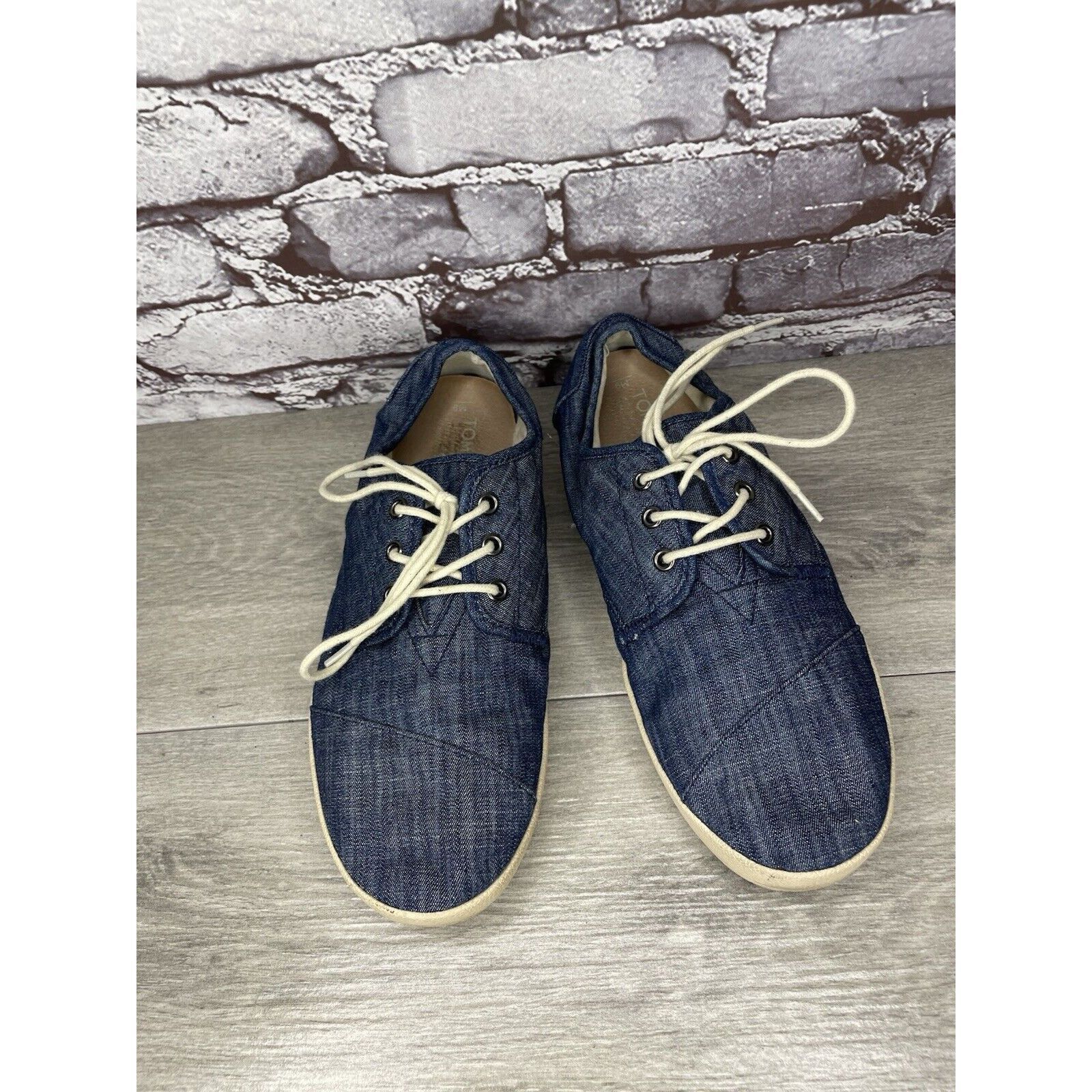 Toms Toms Denim Blue Canvas Lace Up Comfort Casual Sneakers Shoes Size US 9 / EU 42 - 11 Thumbnail