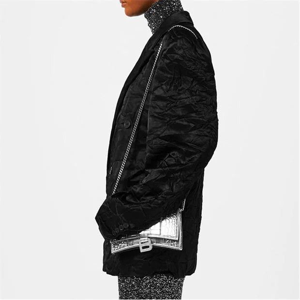 Balenciaga o1g2r1mq0924 Double Breasted Crinkled Jackets in Black Size S / US 4 / IT 40 - 4 Thumbnail
