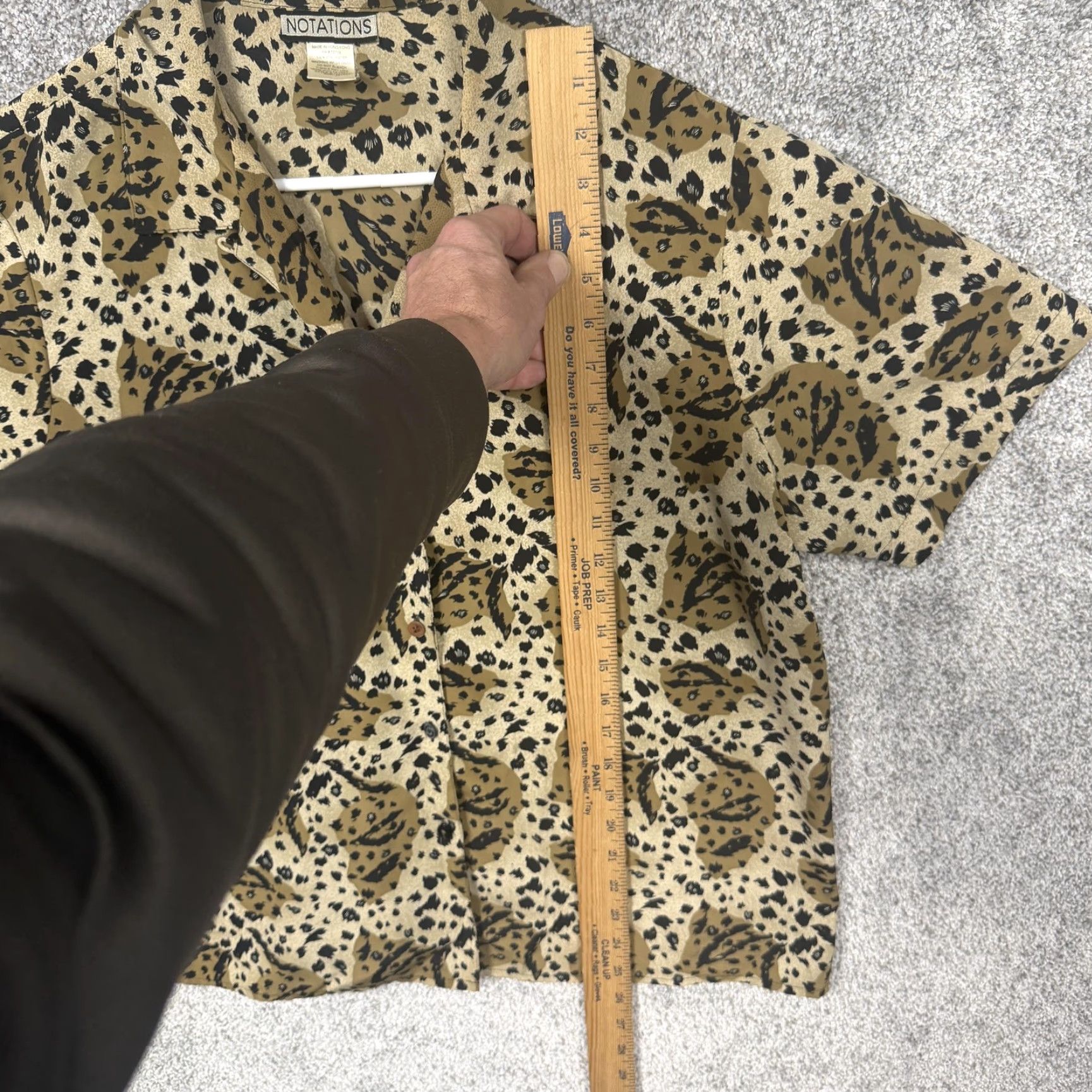Vintage VINTAGE Notations Button-Up Blouse XL Brown Leopard Animal Print Womens Short Sleeve Office Workwear Size XL / US 12-14 / IT 48-50 - 2 Thumbnail