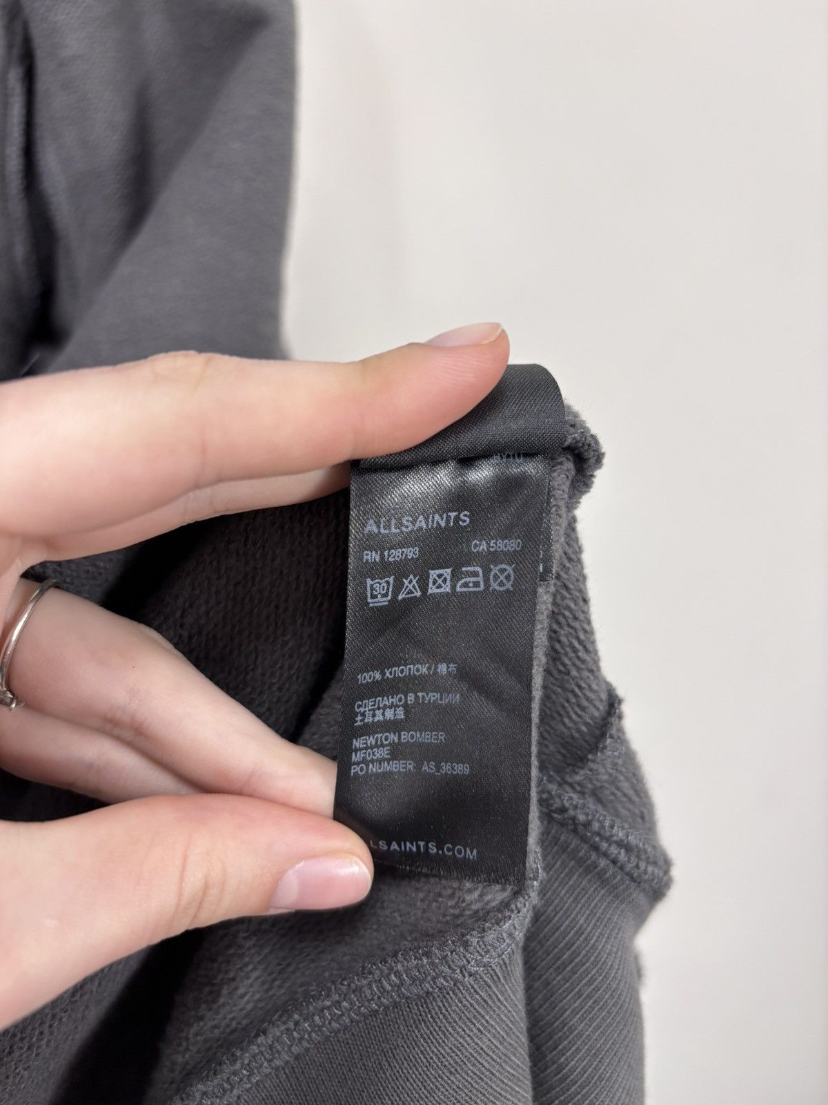 Allsaints AllSaints Men’s Grey Full Zip Cotton Newton Bomber Jacket Size US S / EU 44-46 / 1 - 16 Thumbnail