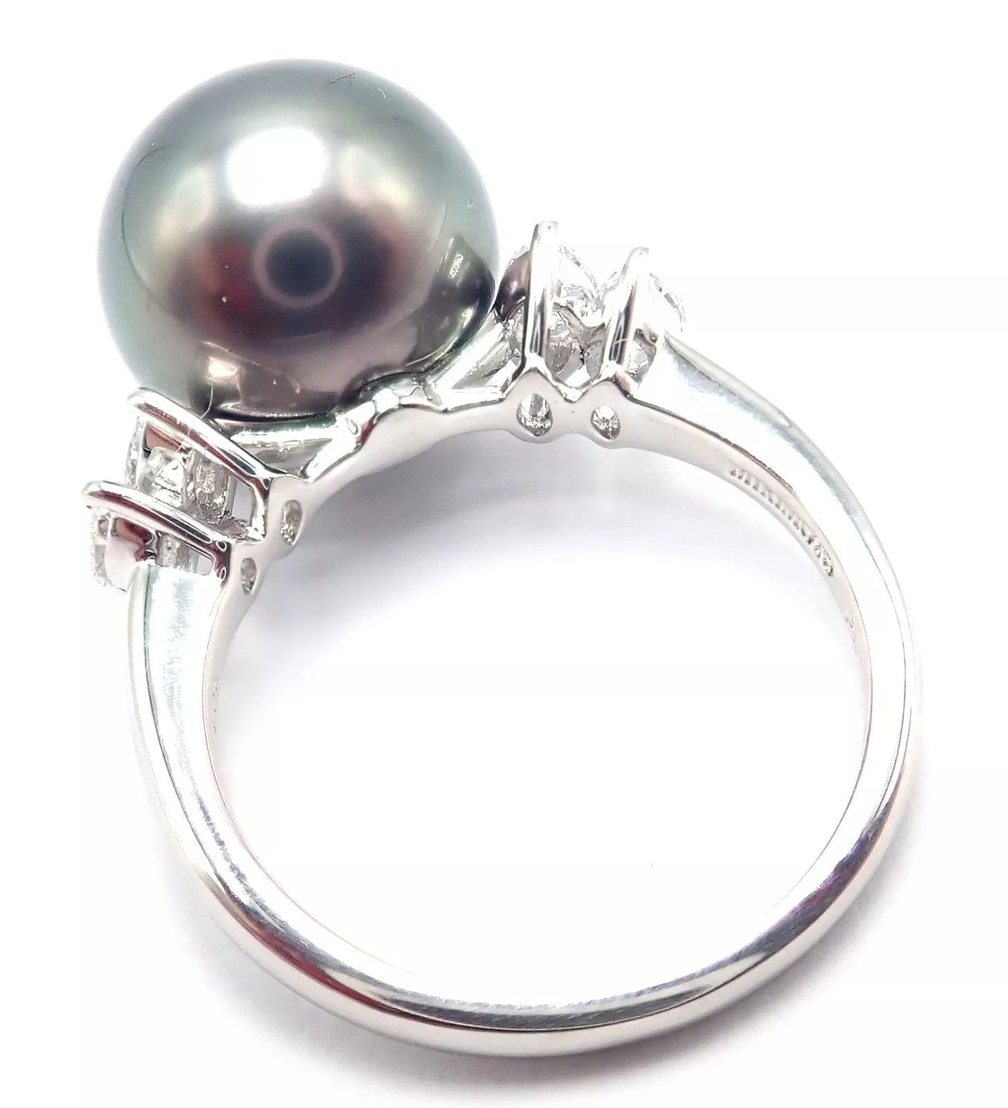 Mikimoto Authentic! Mikimoto Platinum Tahitian Pearl Diamond Ring Size ONE SIZE - 6 Thumbnail