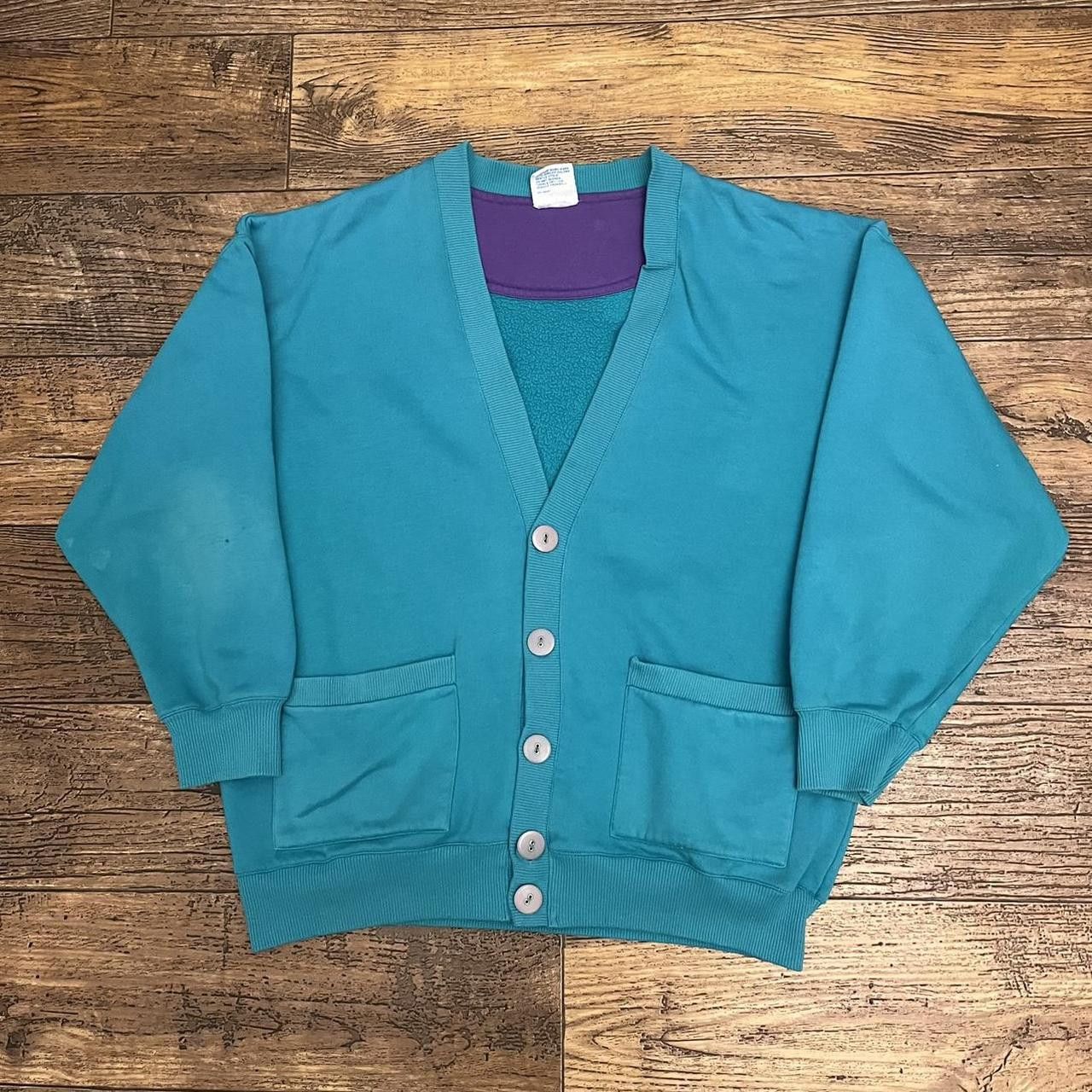 Vintage Vintage 90’s Turquoise Cardigan Size US M / EU 48-50 / 2 - 1 Thumbnail