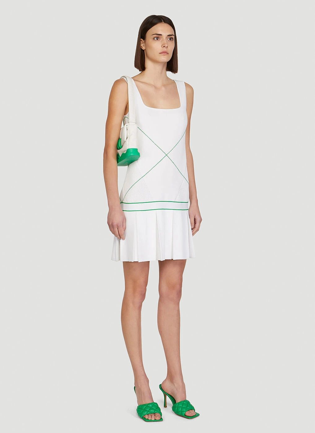 Bottega Veneta o1y0725 Sleeveless Mini Dress in White Size M / US 6-8 / IT 42-44 - 3 Thumbnail