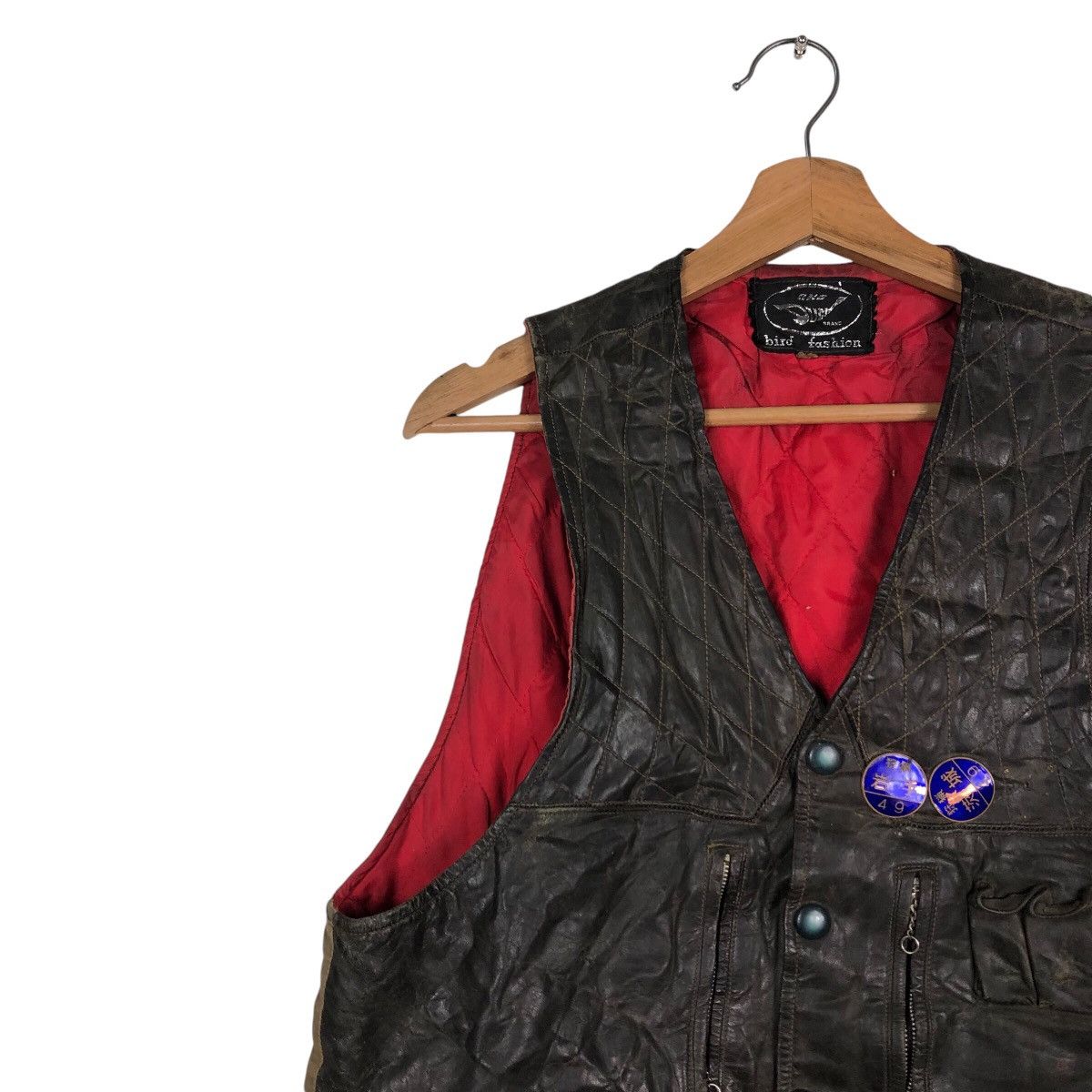Japanese Brand 📌Skd Brand Bird Fashion Leather Biker Vest Multi Pocket Size US M / EU 48-50 / 2 - 8 Thumbnail