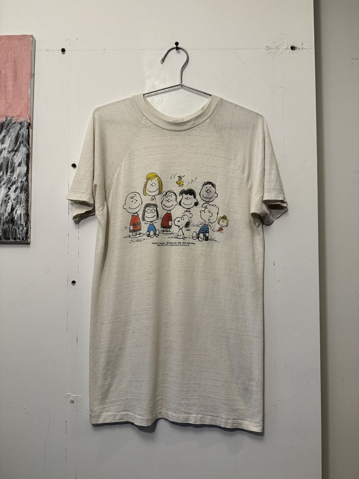 image of 70's Peanuts Characters Shirtex Tee Shirt in White, Men's (Size XL)