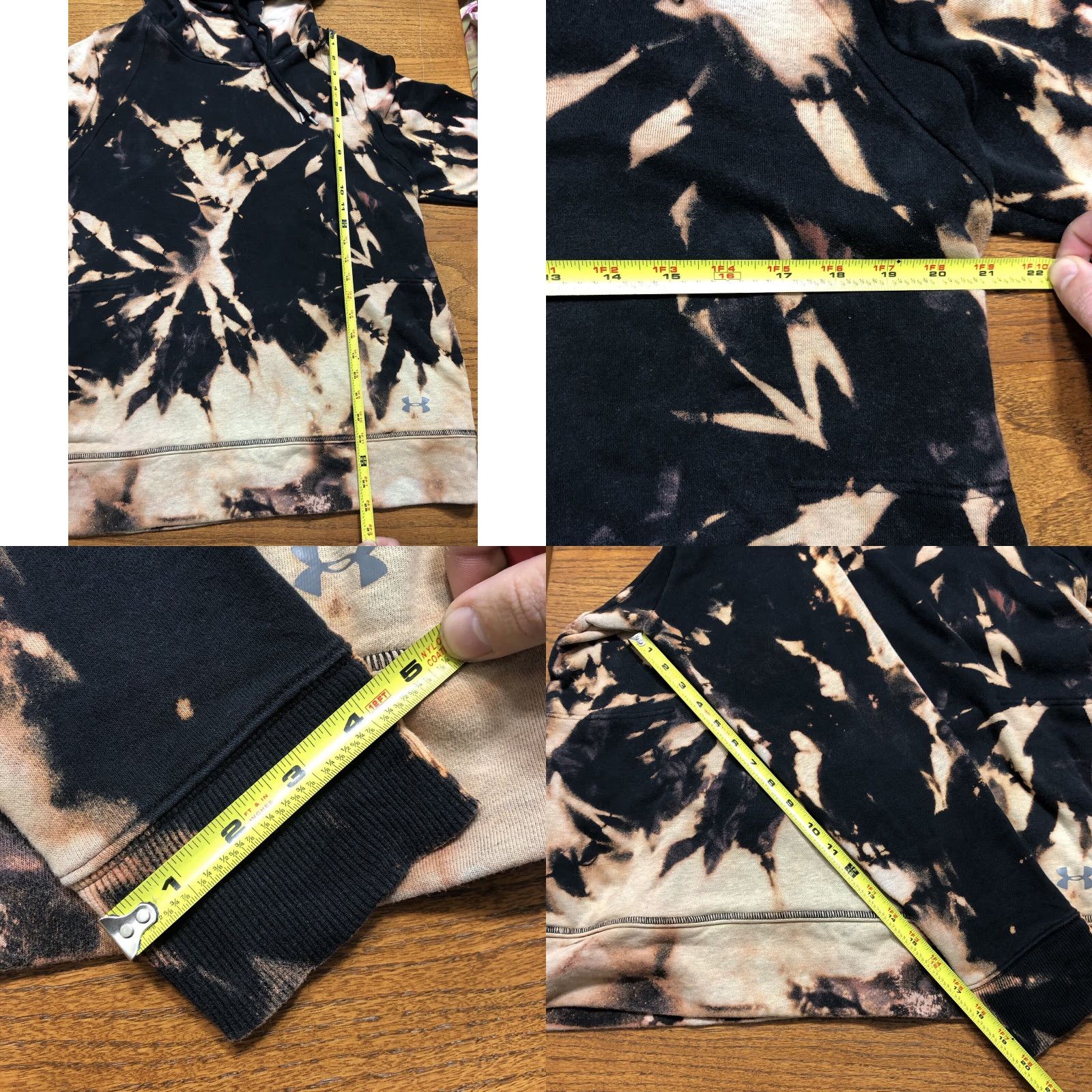 Under Armour Under Armour Hoodie Sweatshirt Womens L Loose Black Acid Wash Tie Dye Open Back Size L / US 10 / IT 46 - 8 Thumbnail