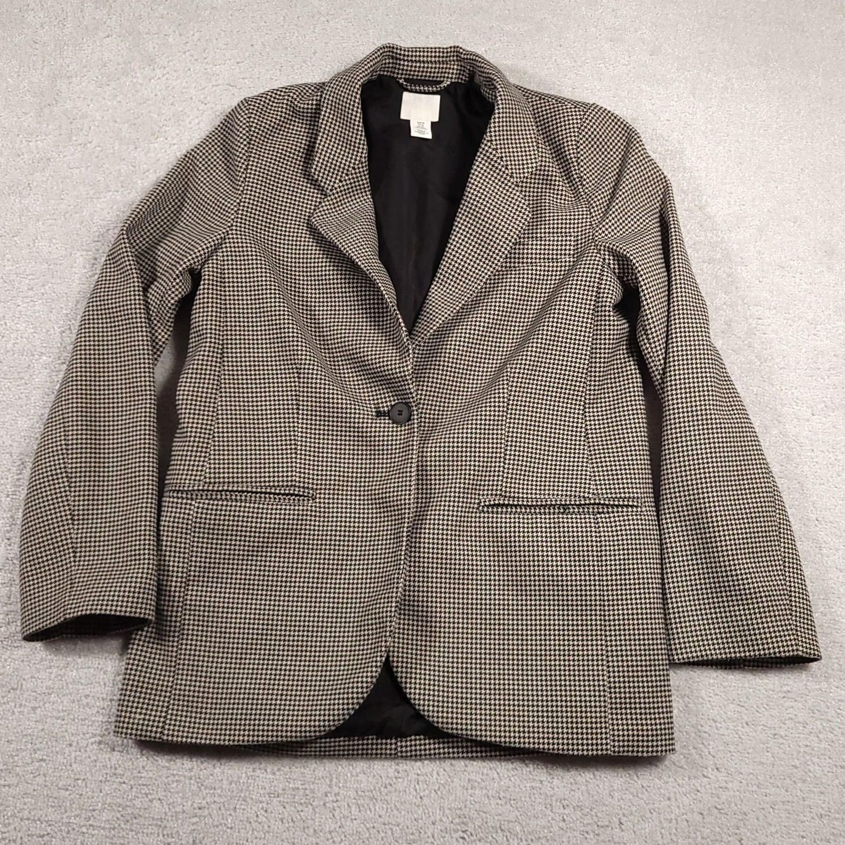 H&M VINTAGE H&M Blazer Womens XS Houndstooth Checkered Suit Jacket Classic Workwear Office Size XS / US 0-2 / IT 36-38 - 2 Thumbnail