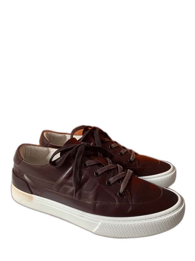 Hermes Hermes Burgundy Leather Sneakers Size 42-yf Size US 9 / EU 42 - 1 Thumbnail