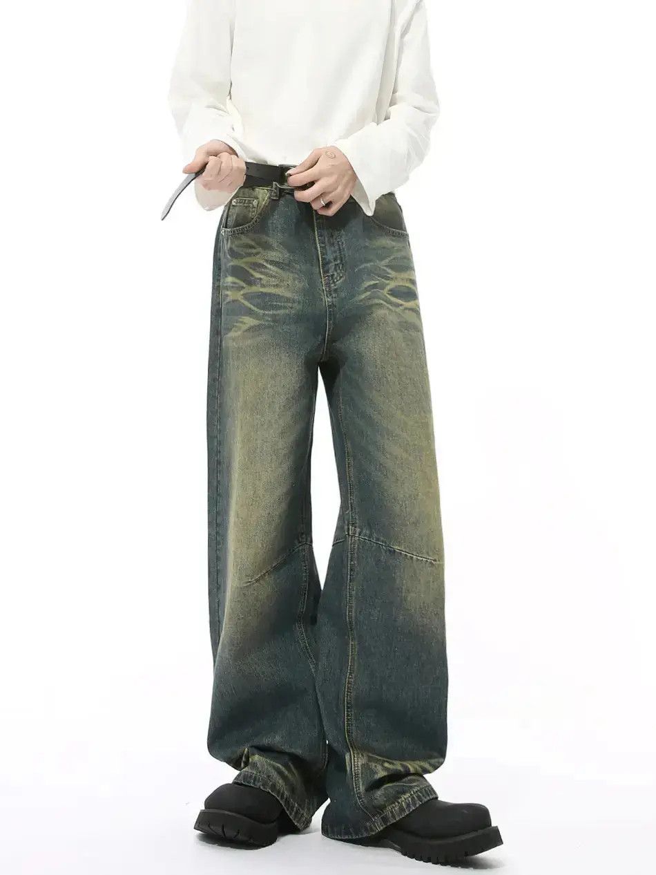 Japanese Brand Retro loose water ripple high street jeans Size US 32 / EU 48 - 6 Thumbnail