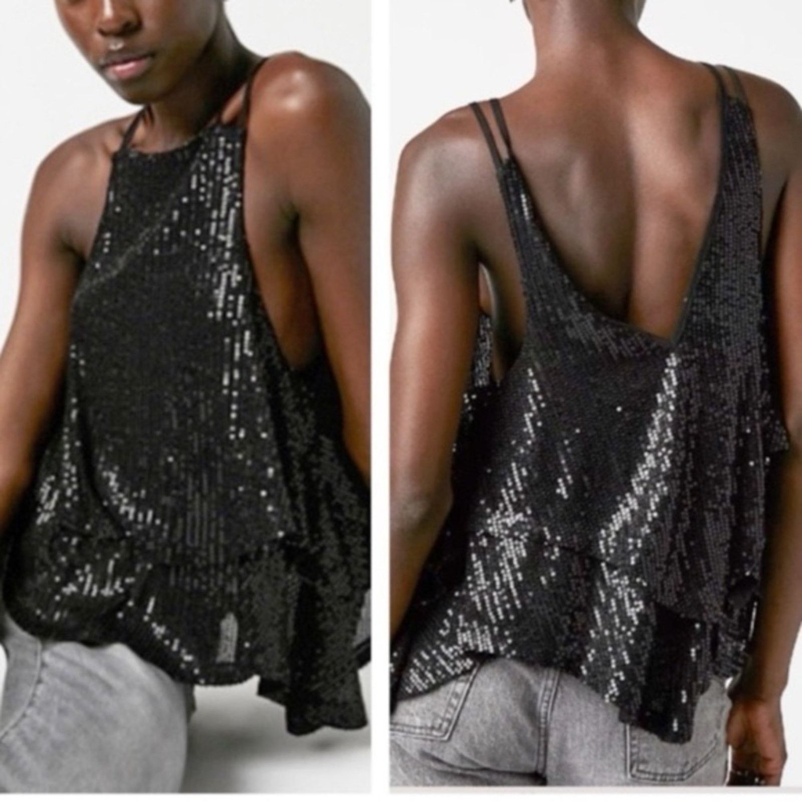 Free People NWOT free people disco ball tank in black 18” p2p Size S / US 4 / IT 40 - 1 Thumbnail